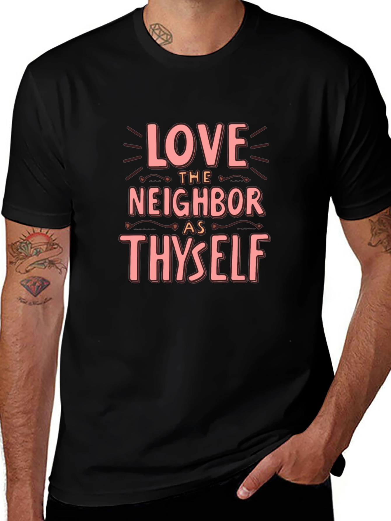 Love Thy Neighbor T-Shirt - Black Crew Neck