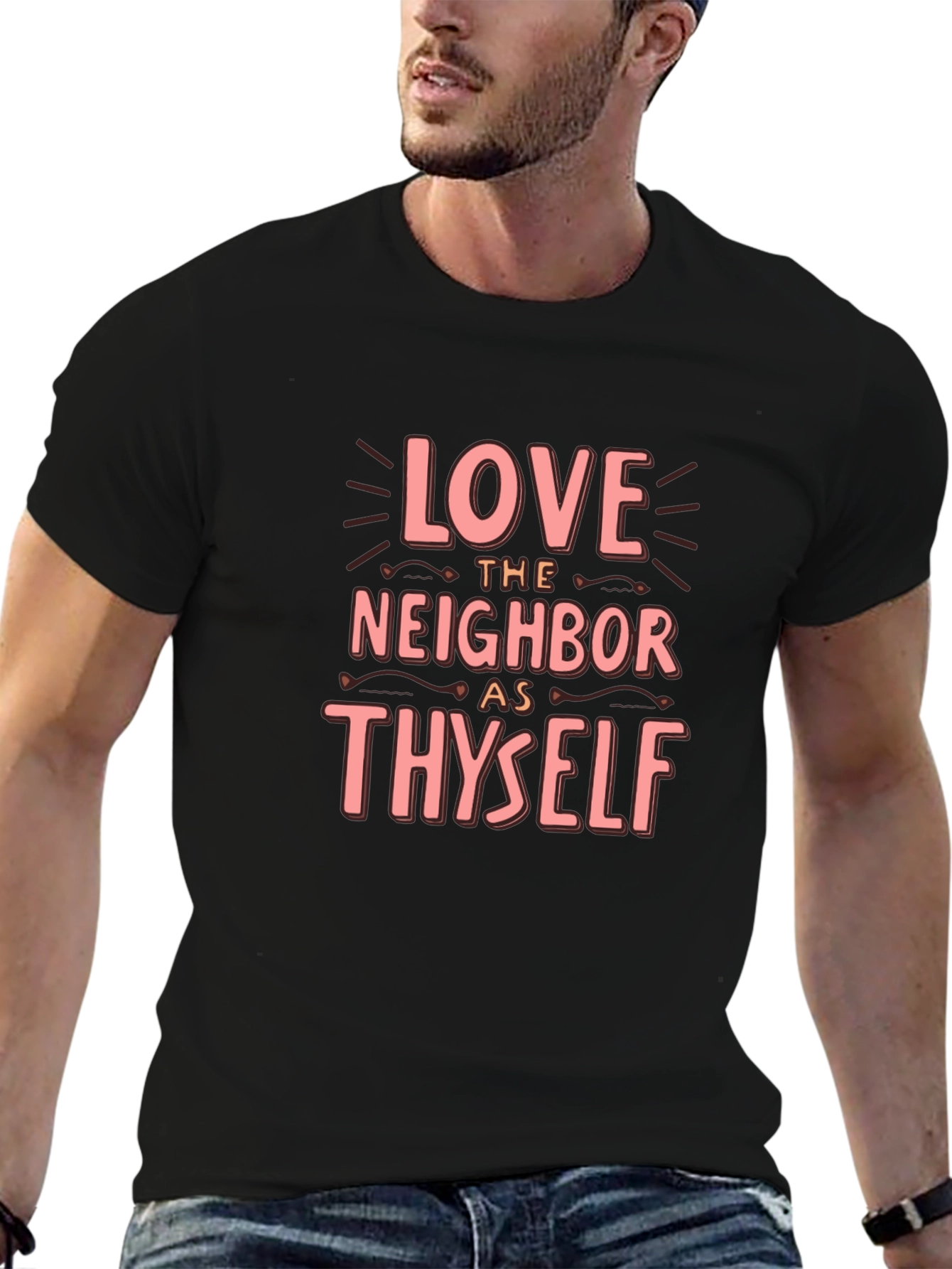 Love Thy Neighbor T-Shirt - Black Crew Neck