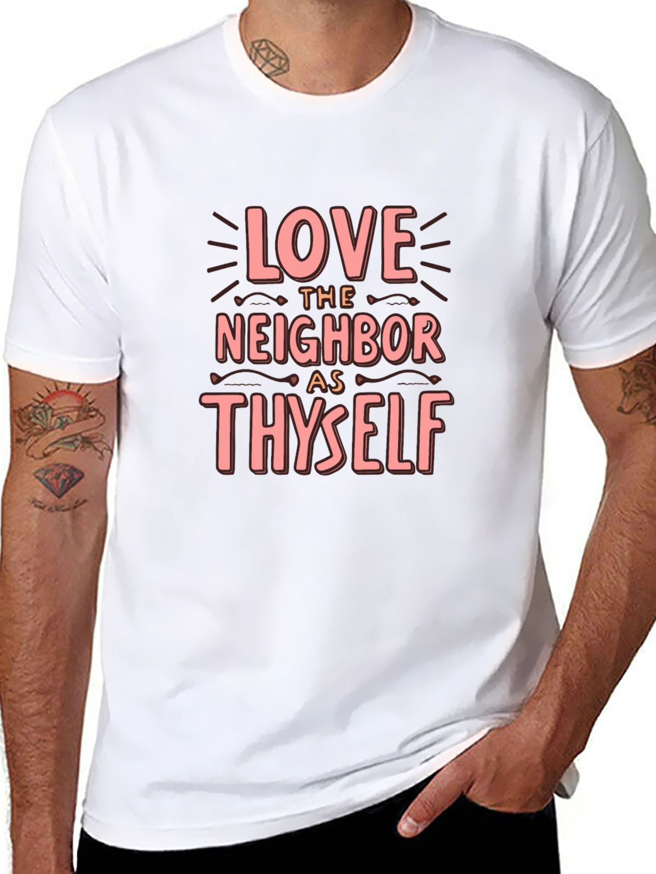 Love Thy Neighbor T-Shirt - Black Crew Neck