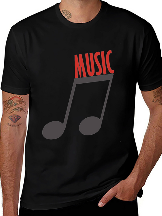 Music Note Graphic Tee - Stylish Black T-Shirt