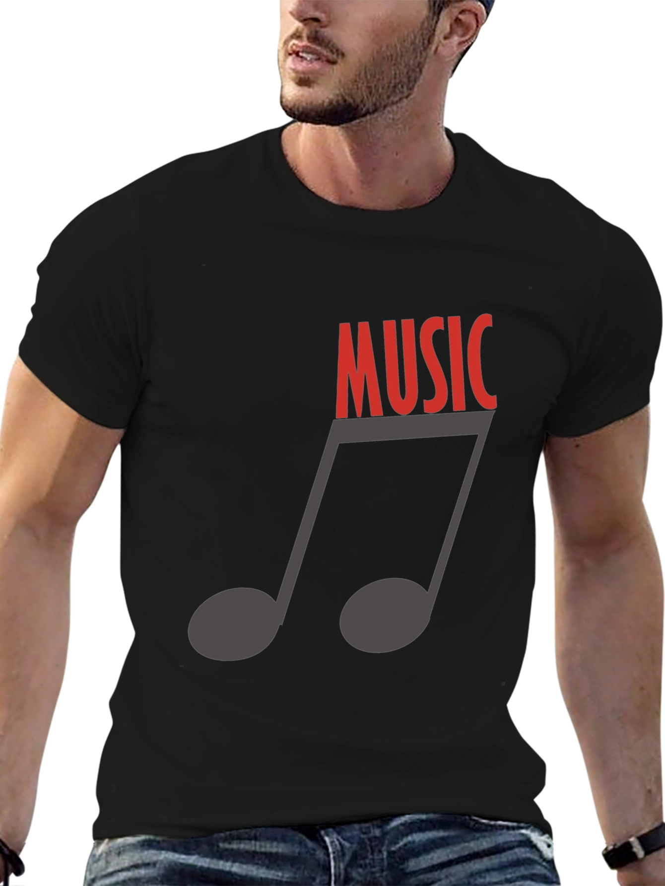 Music Note Graphic Tee - Stylish Black T-Shirt