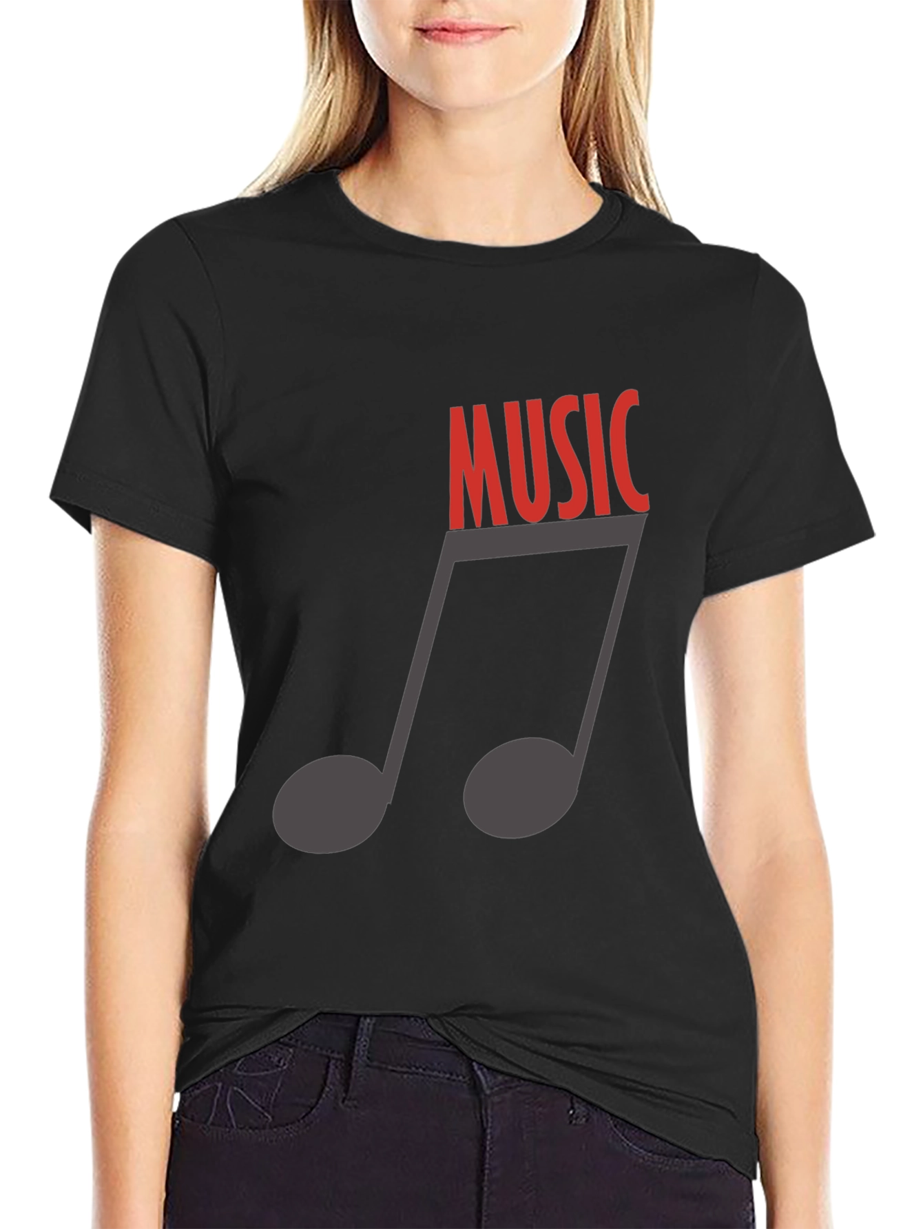 Music Note Graphic Tee - Stylish Black T-Shirt