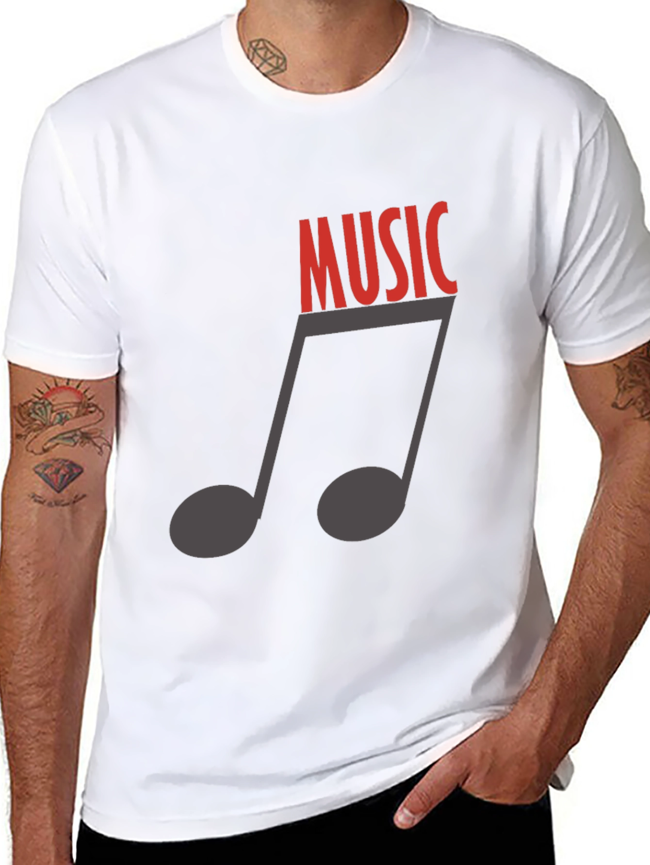 Music Note Graphic Tee - Stylish Black T-Shirt