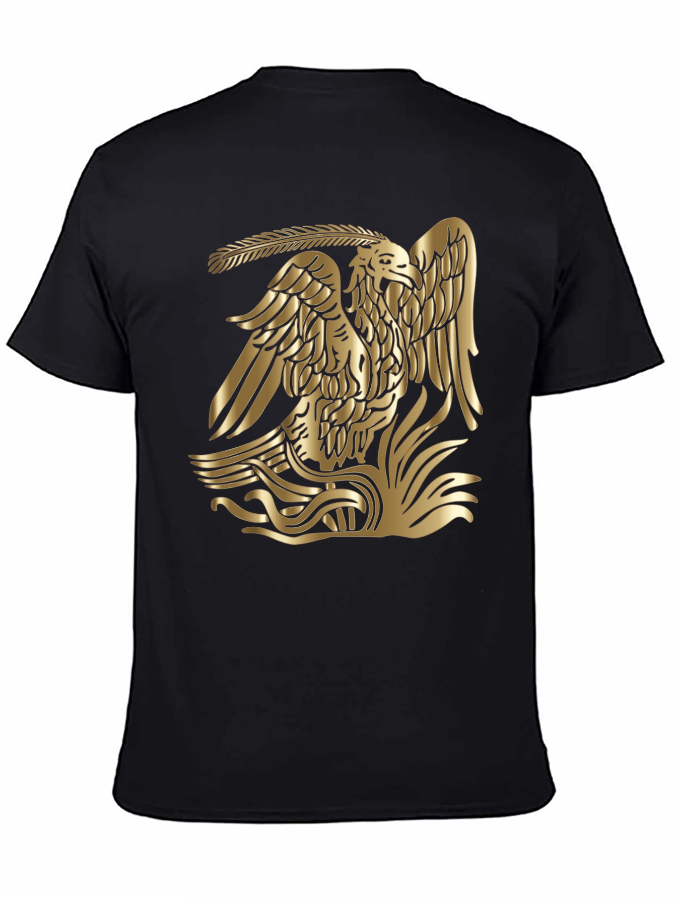 Gold Aztec Eagle Graphic Tee - Black