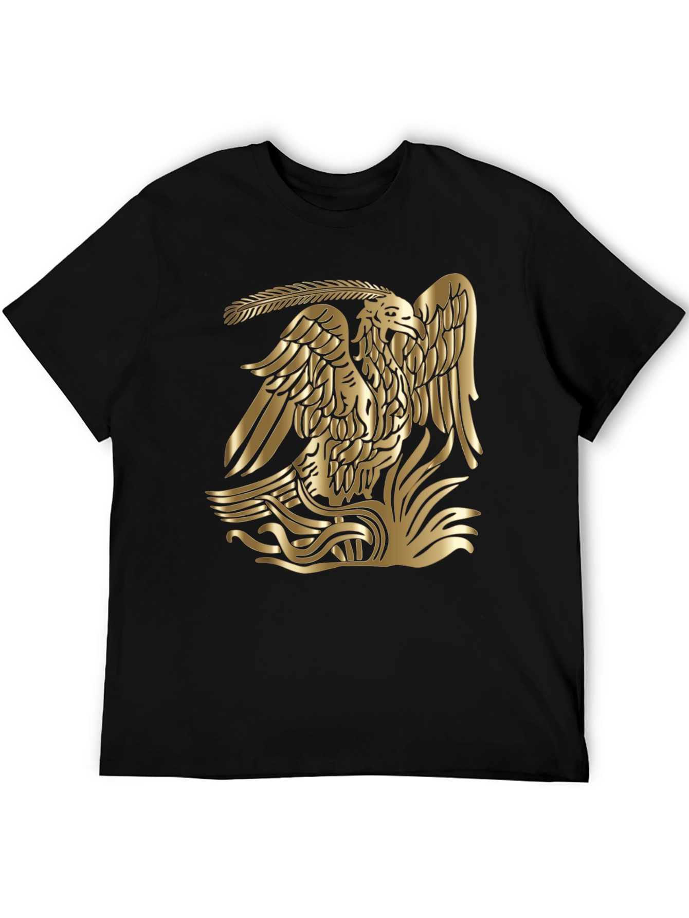 Gold Aztec Eagle Graphic Tee - Black