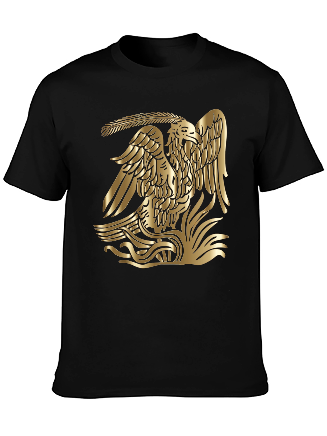Gold Aztec Eagle Graphic Tee - Black