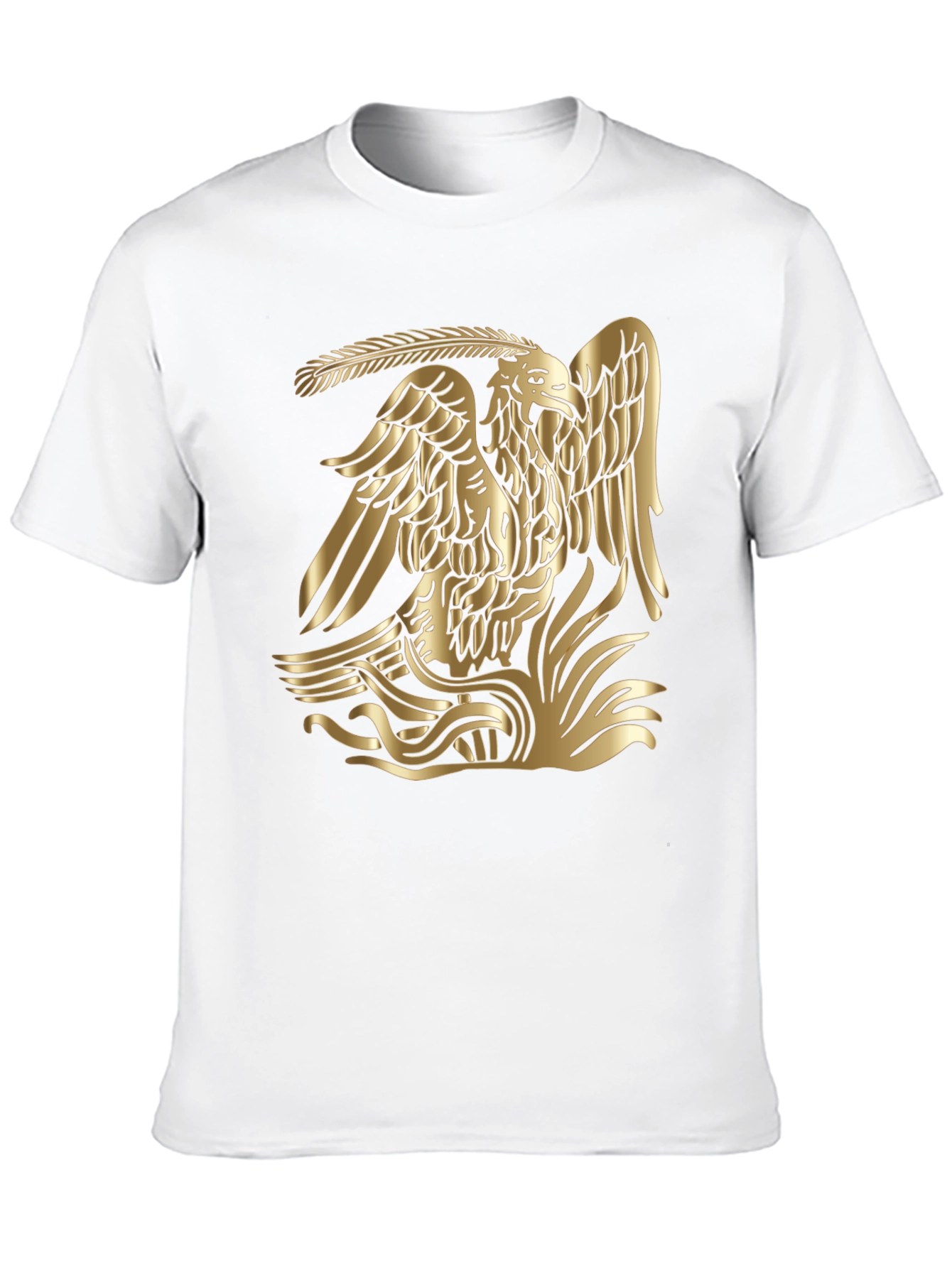 Gold Aztec Eagle Graphic Tee - Black