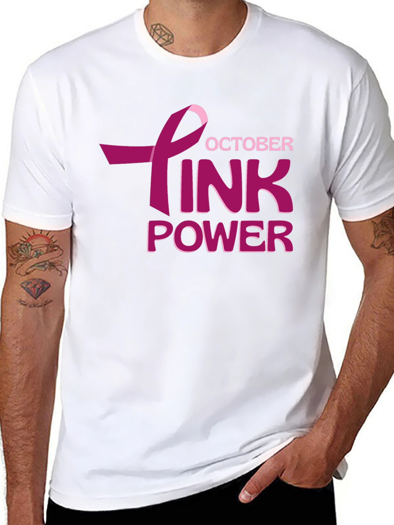 October Pink Power Breast Cancer Awareness T-Shirt