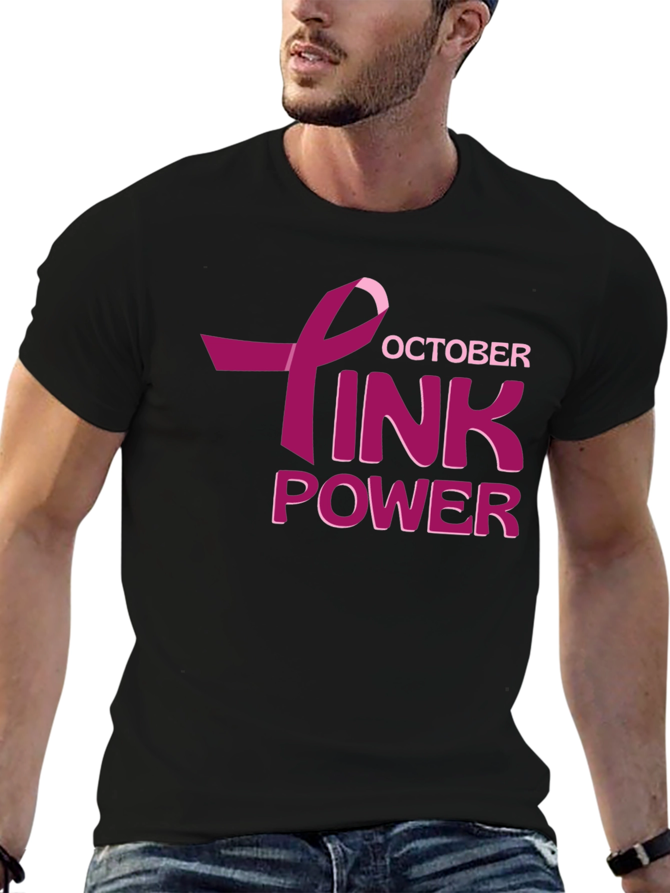 October Pink Power Breast Cancer Awareness T-Shirt