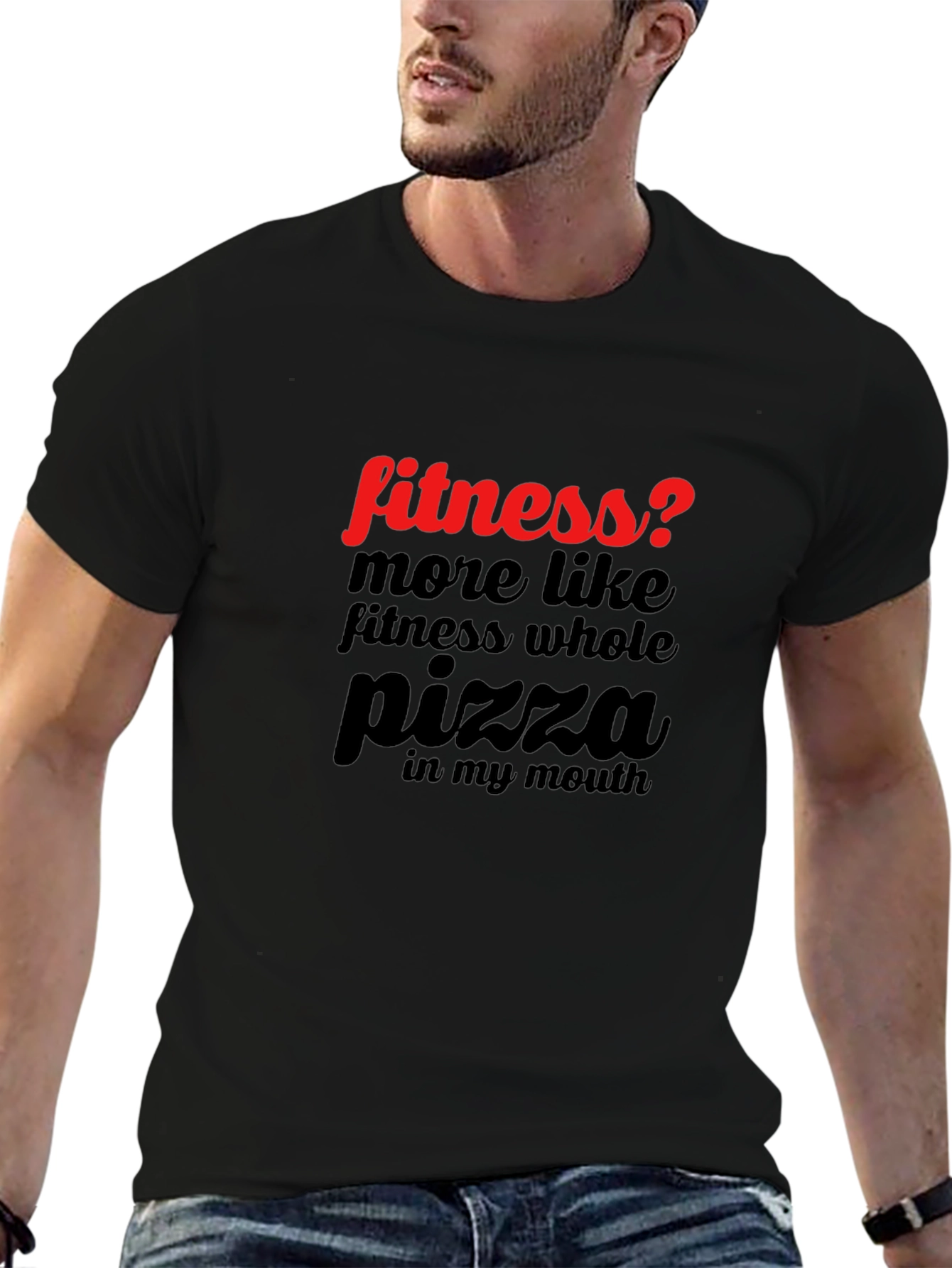 Funny Pizza Lover T-Shirt - Fitness? Black Tee