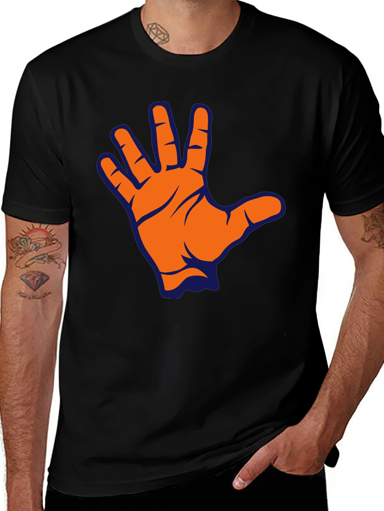 Live Long T-Shirt - Black Vulcan Salute Tee