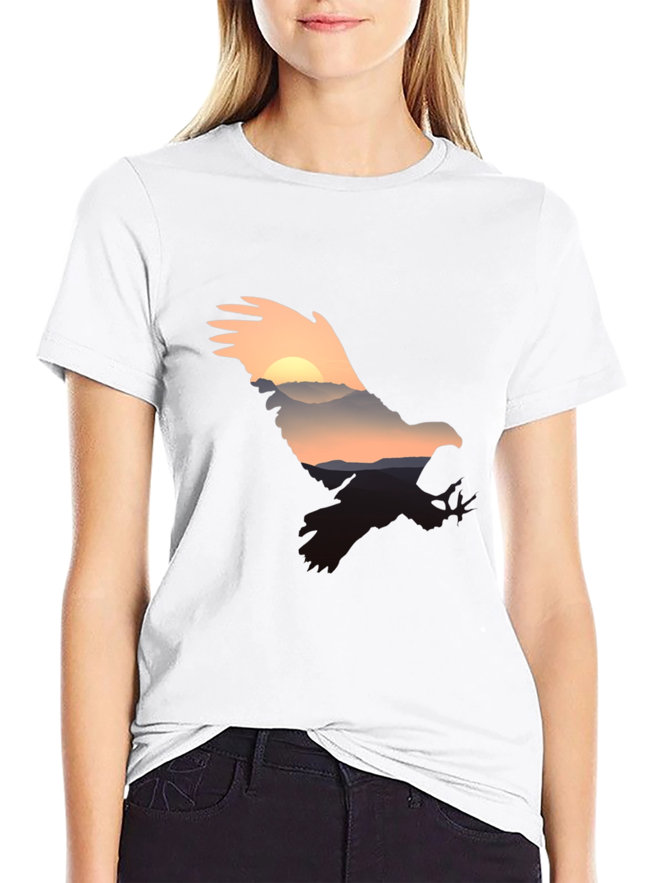 Eagle Sunset Graphic Tee - Mens Black T-Shirt