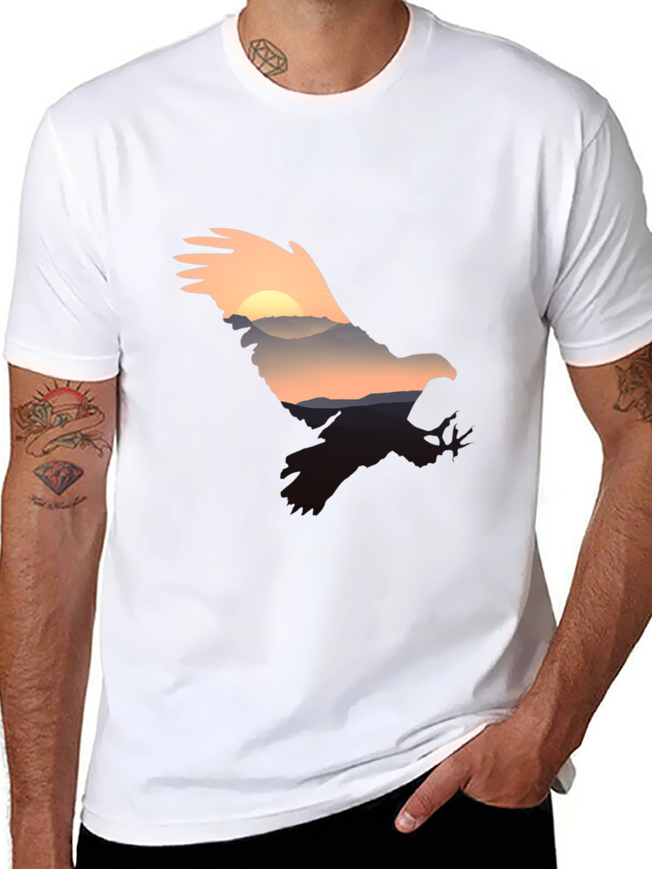 Eagle Sunset Graphic Tee - Mens Black T-Shirt