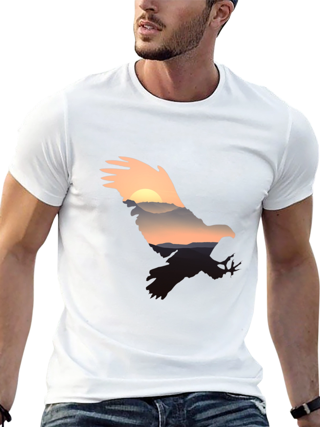 Eagle Sunset Graphic Tee - Mens Black T-Shirt
