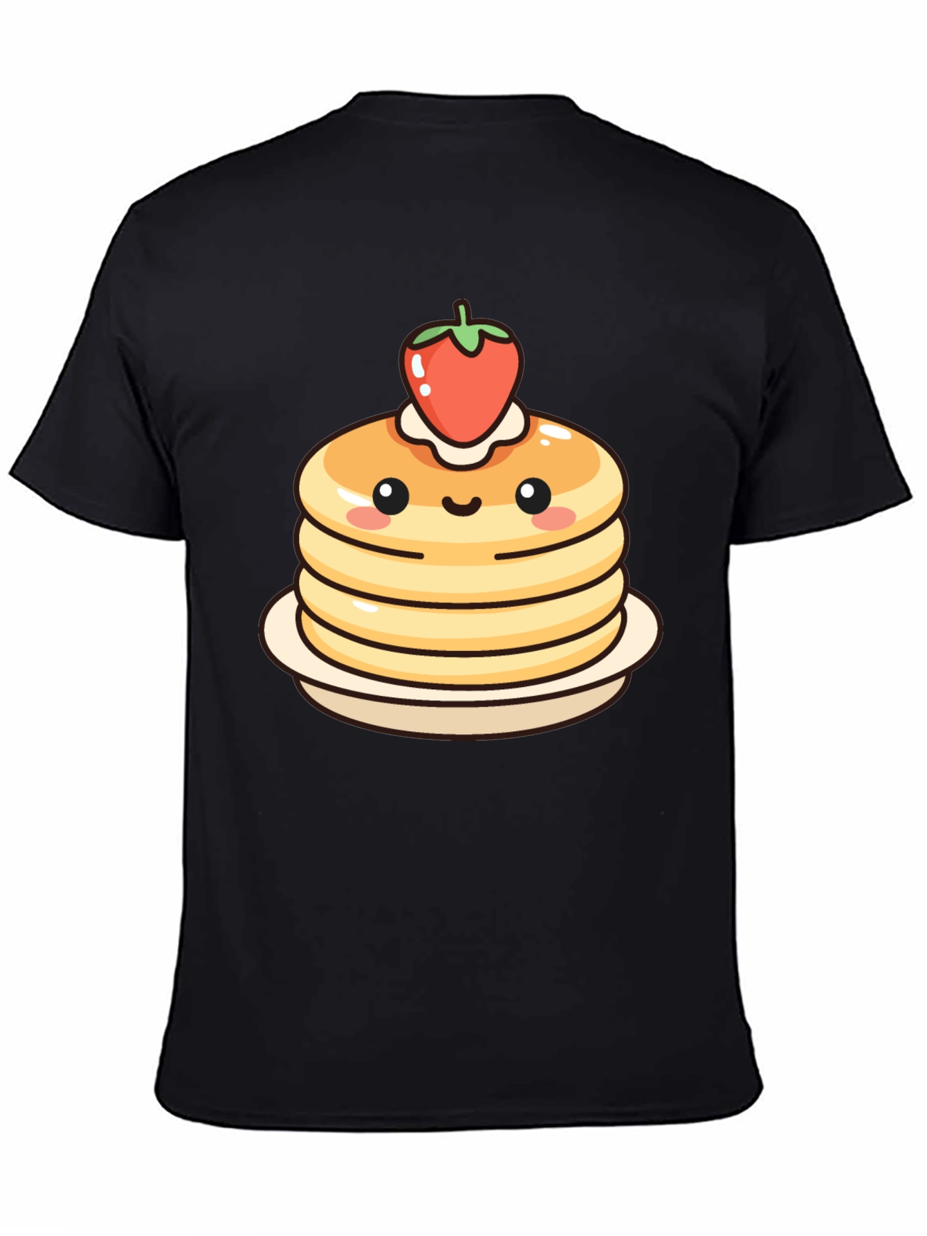 Cute Pancake Stack Graphic Tee - Black