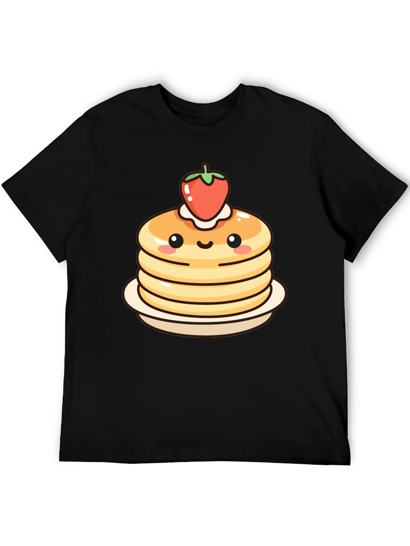 Cute Pancake Stack Graphic Tee - Black