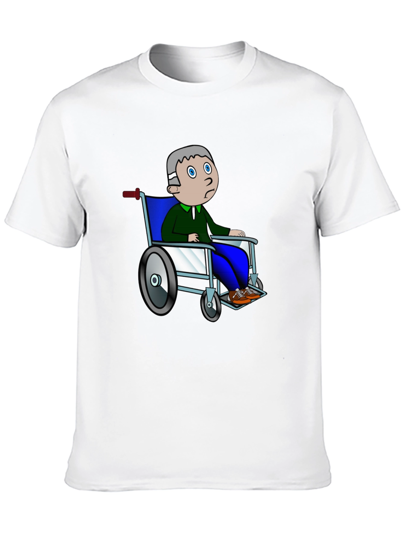 Cartoon Man Wheelchair Black Graphic Tee