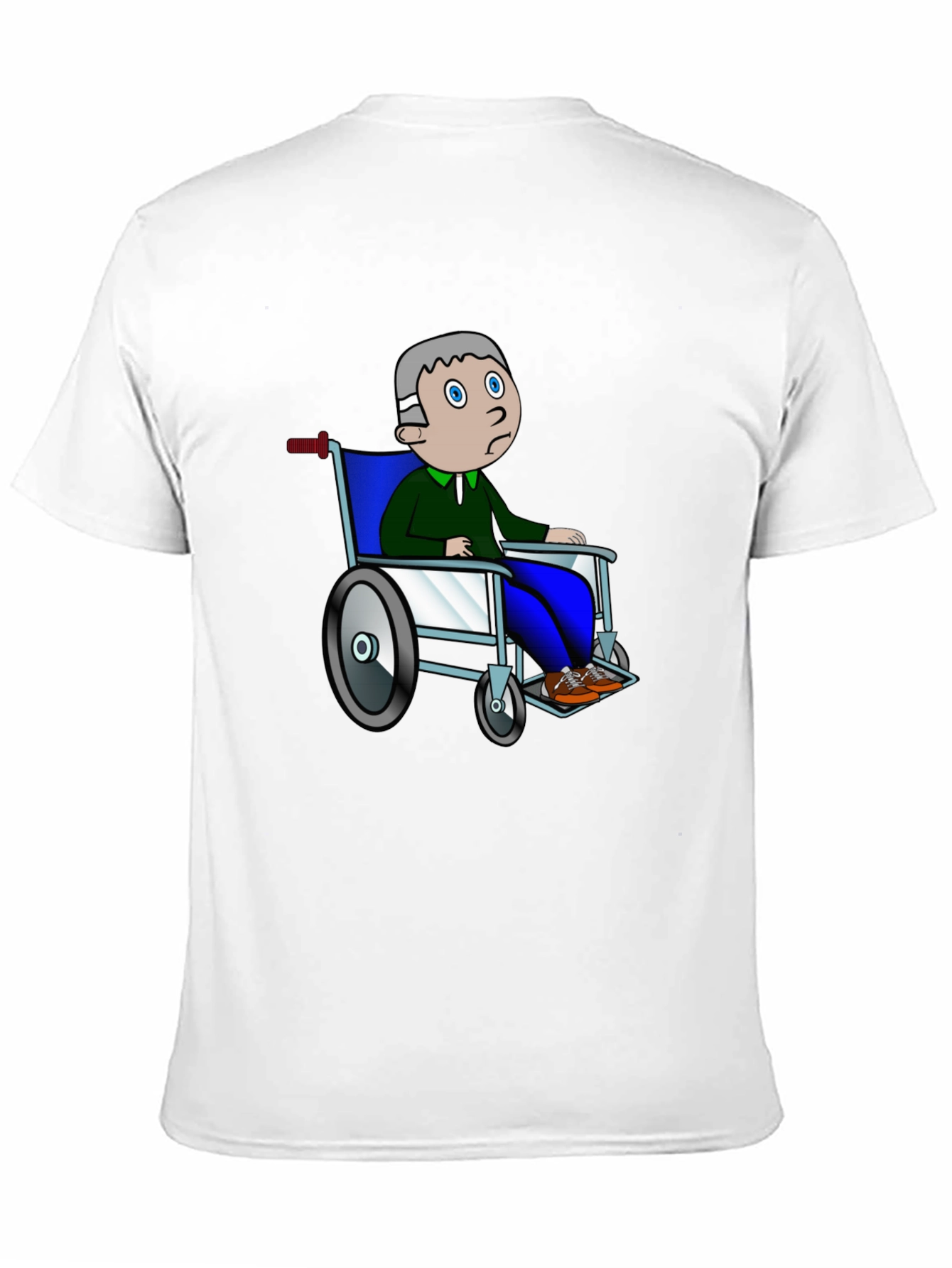 Cartoon Man Wheelchair Black Graphic Tee