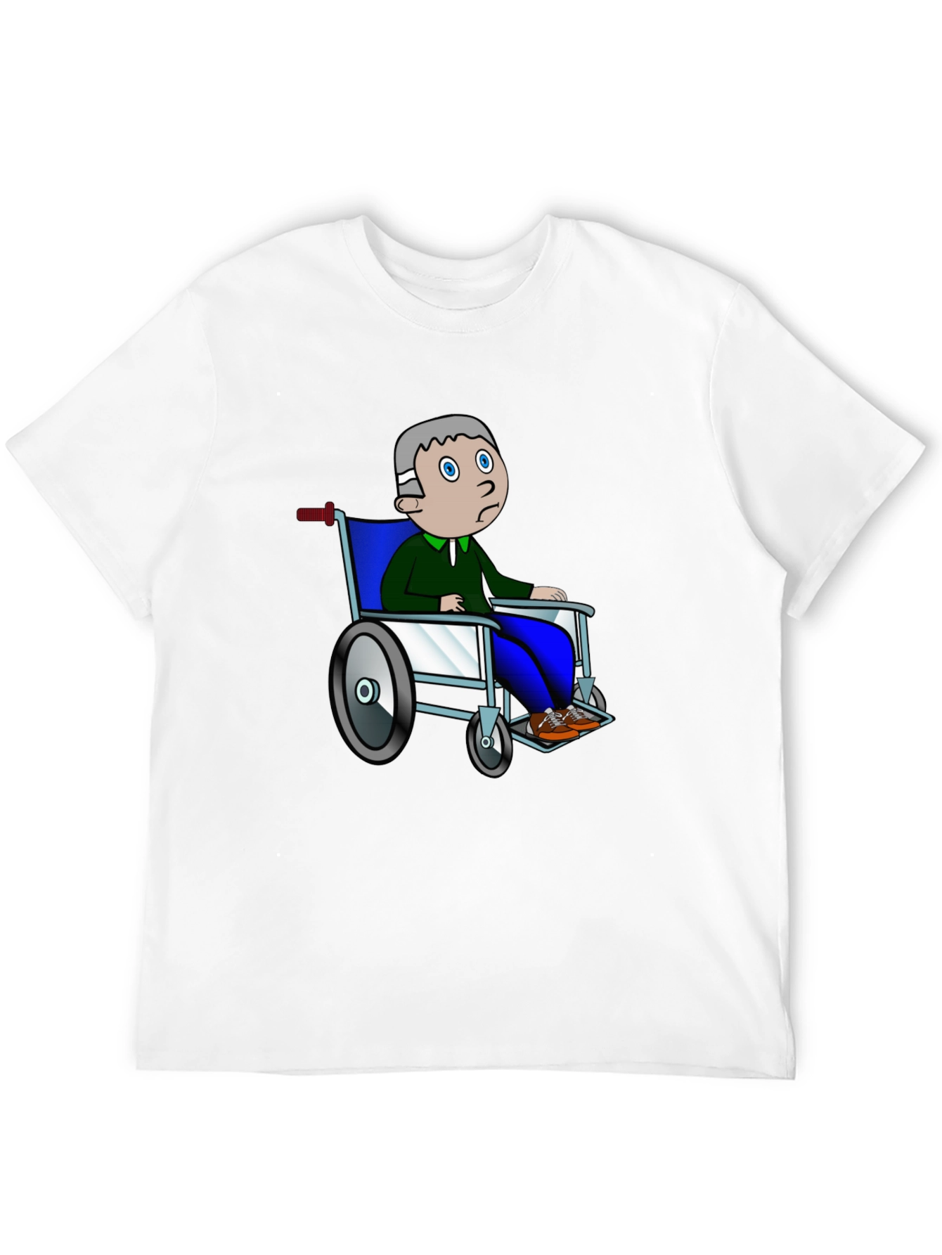 Cartoon Man Wheelchair Black Graphic Tee