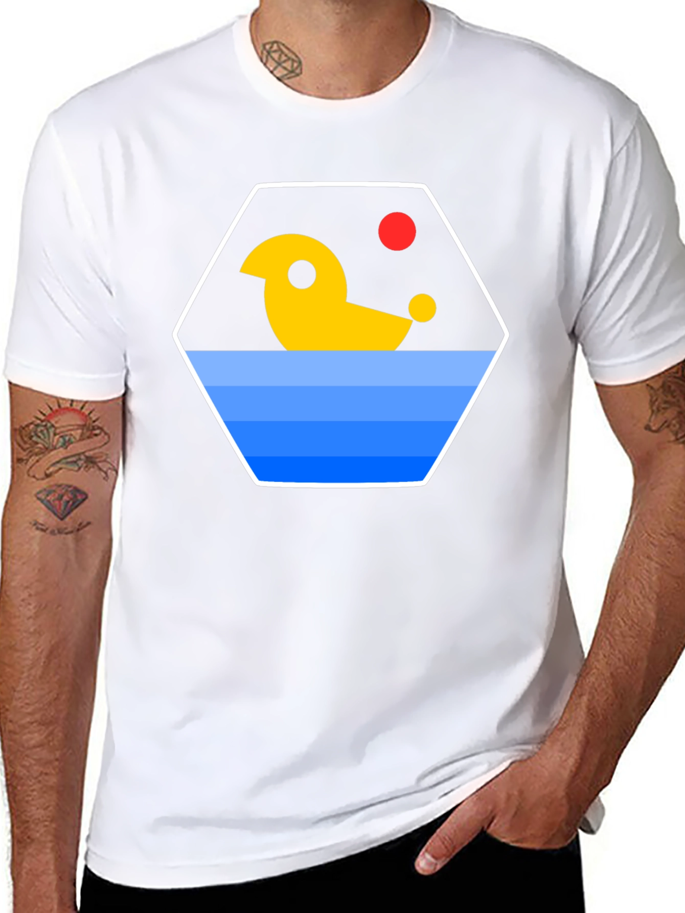 Abstract Duck Graphic T-Shirt