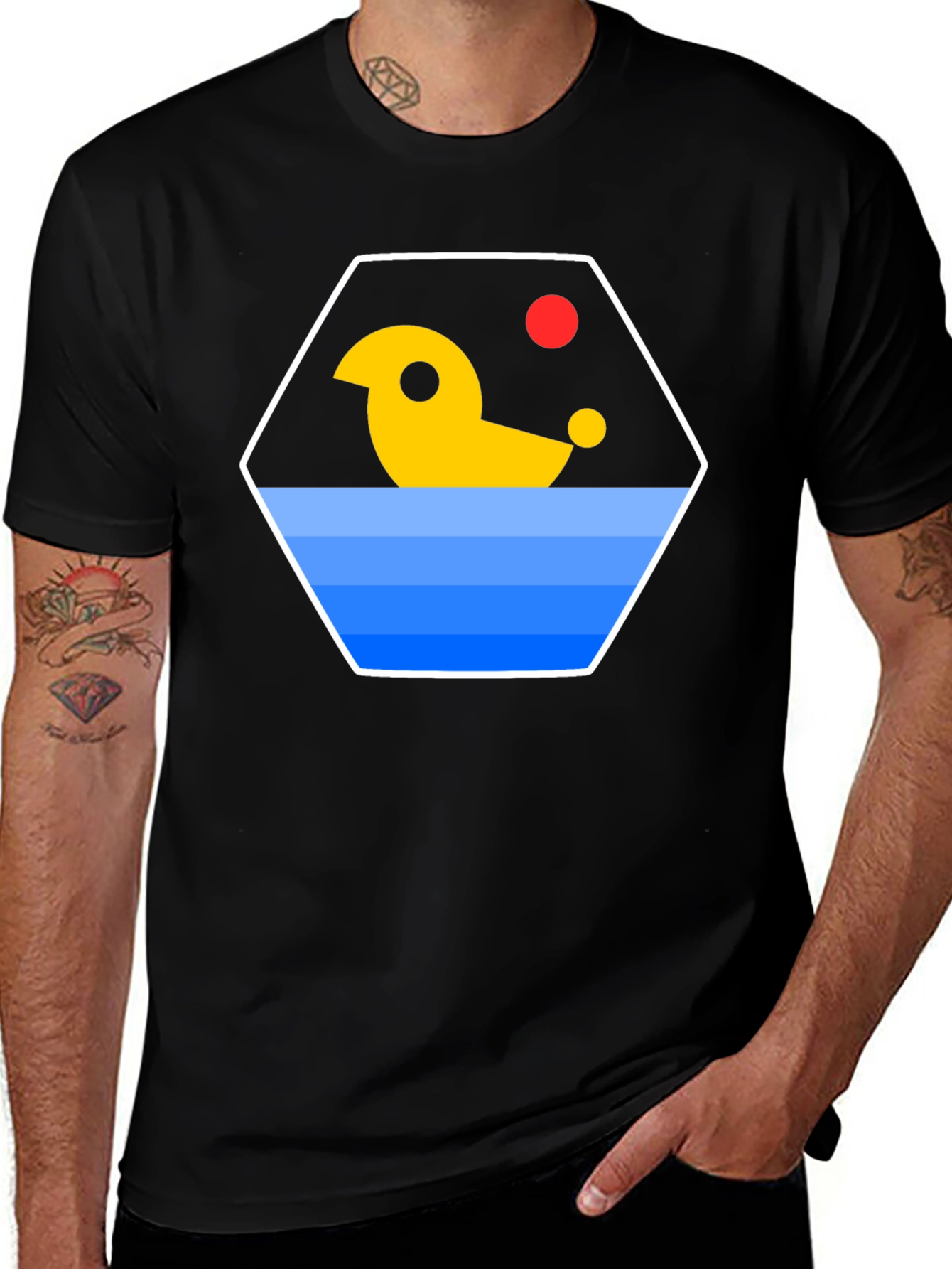 Abstract Duck Graphic T-Shirt