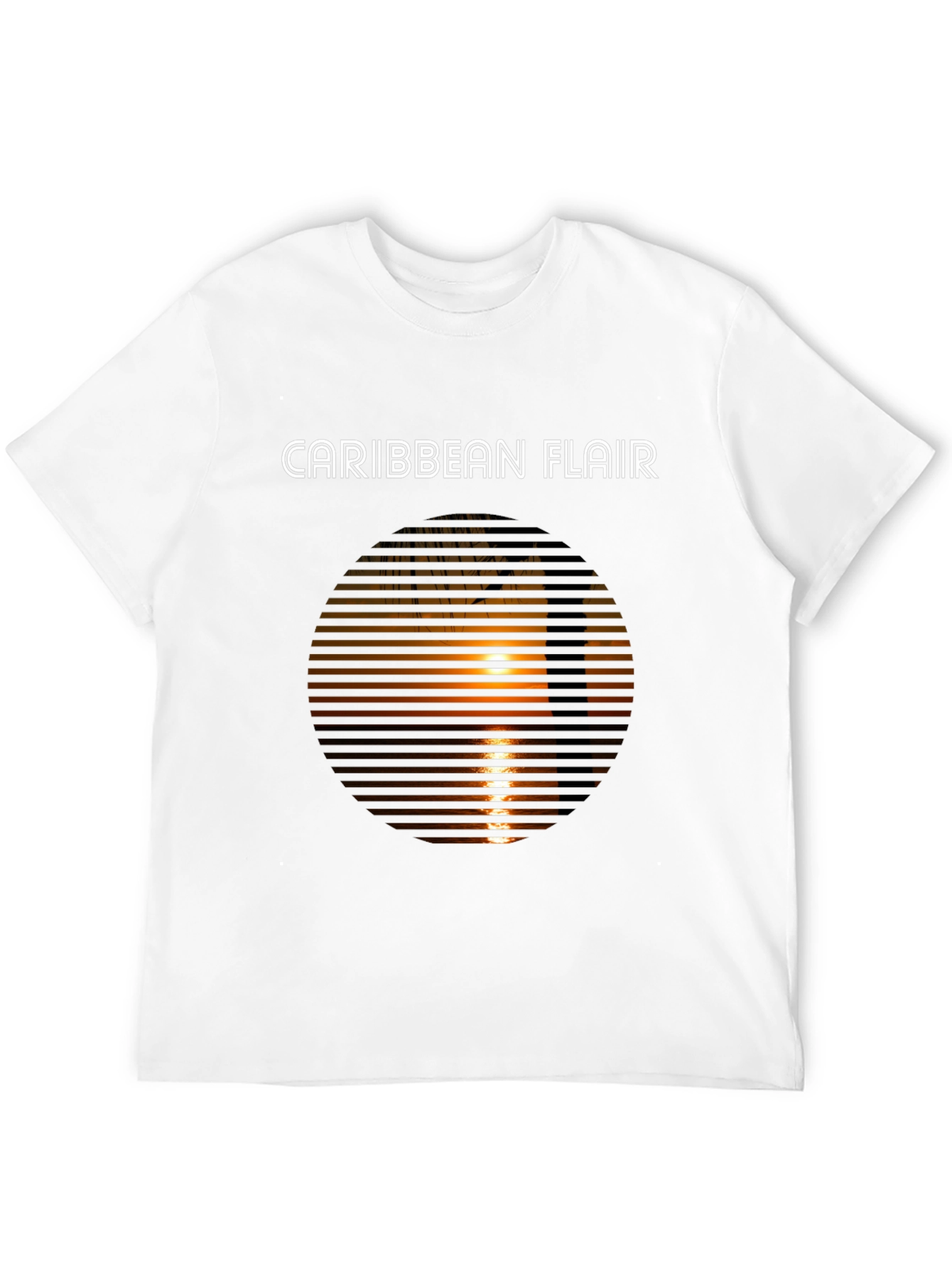 Caribbean Flair Graphic Tee - Sunset Palm Design