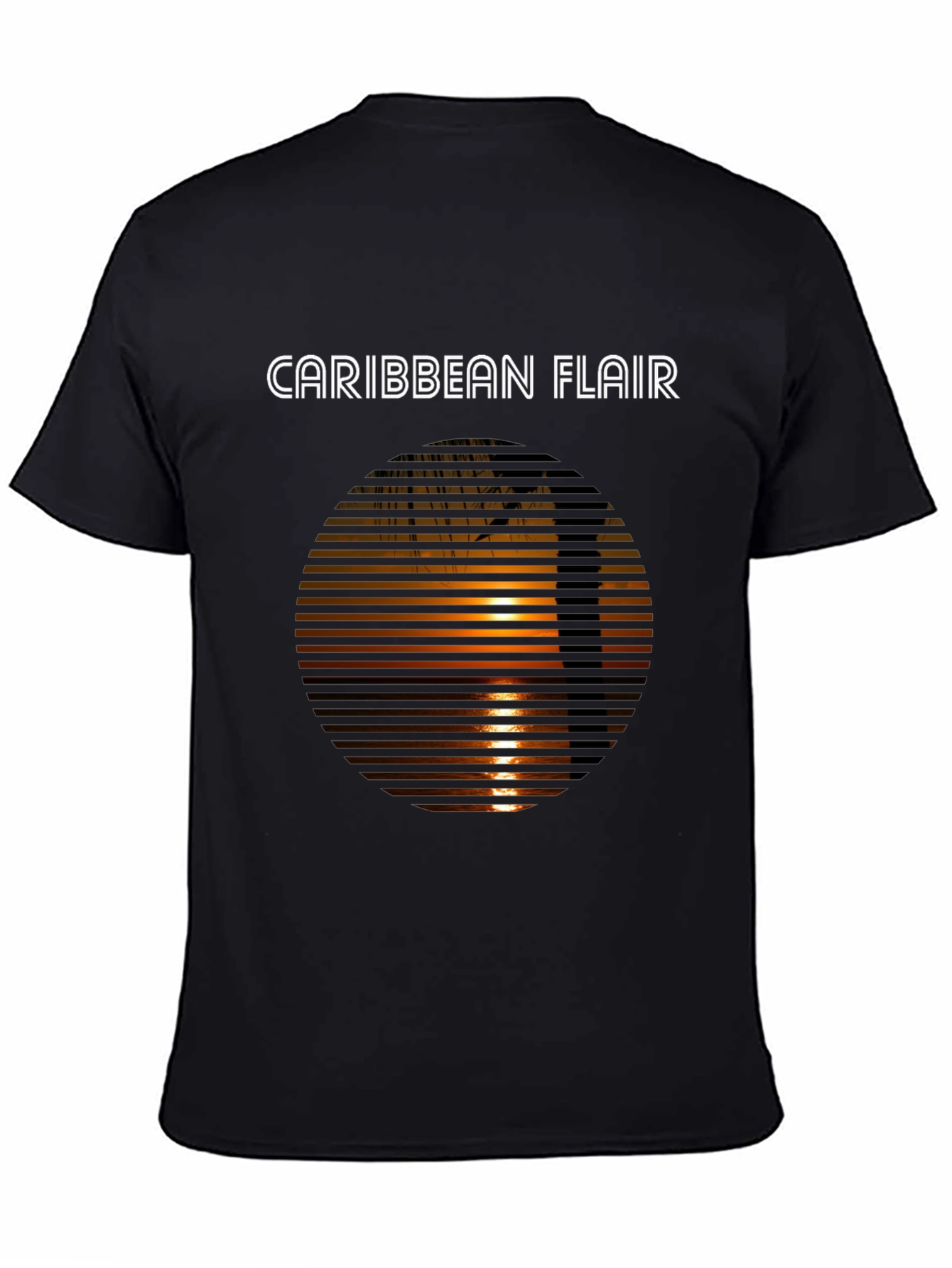 Caribbean Flair Graphic Tee - Sunset Palm Design