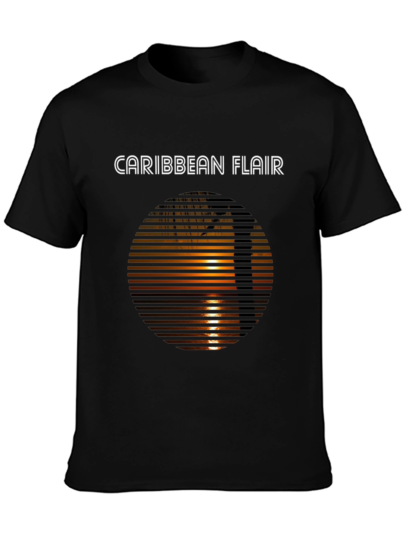 Caribbean Flair Graphic Tee - Sunset Palm Design