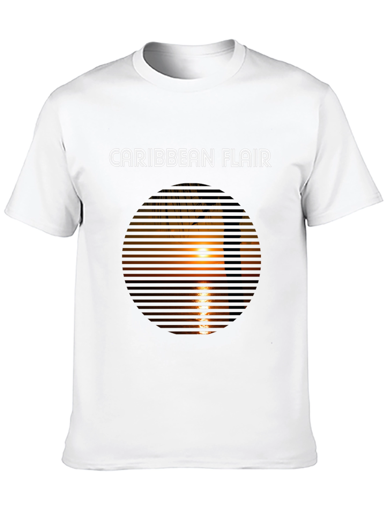 Caribbean Flair Graphic Tee - Sunset Palm Design