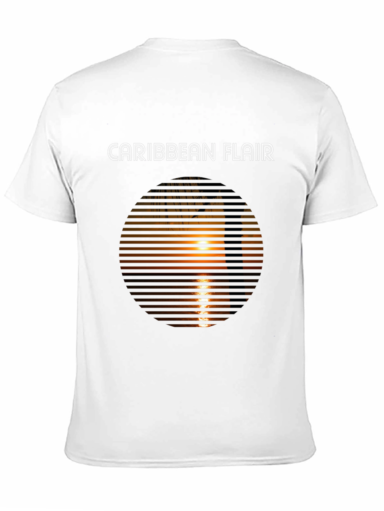 Caribbean Flair Graphic Tee - Sunset Palm Design
