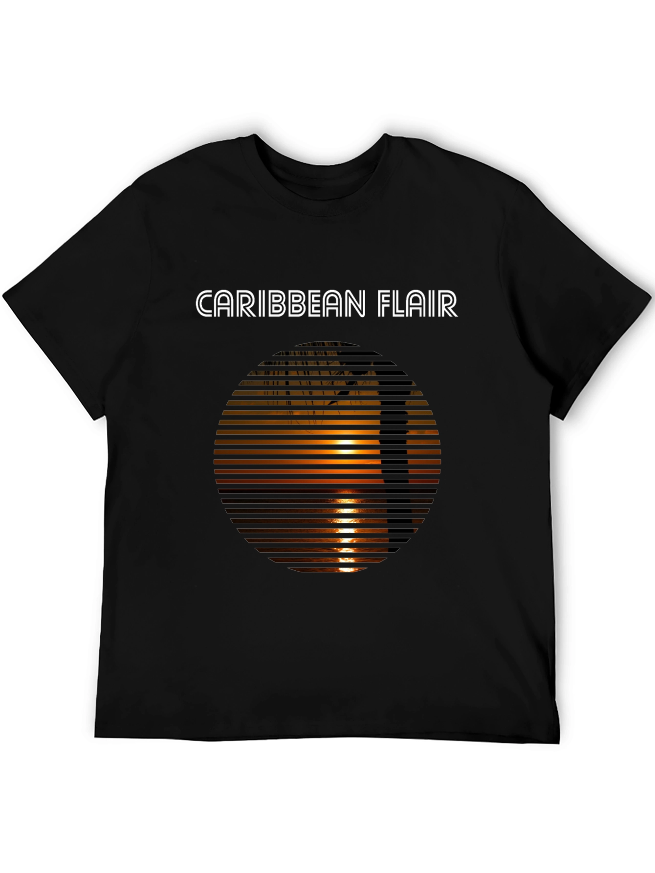 Caribbean Flair Graphic Tee - Sunset Palm Design