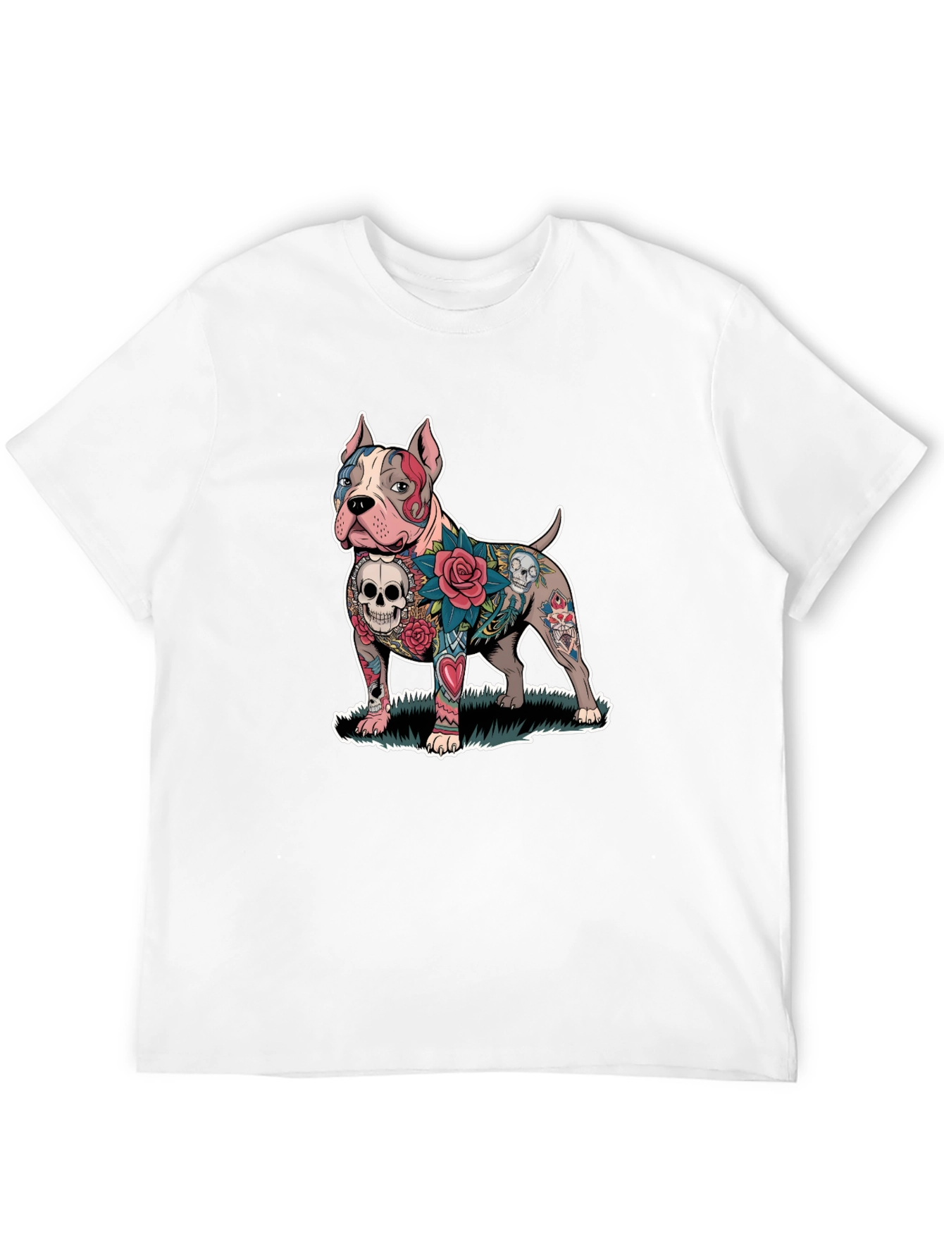 Tattooed Pitbull Dog Graphic Tee - Unique Design