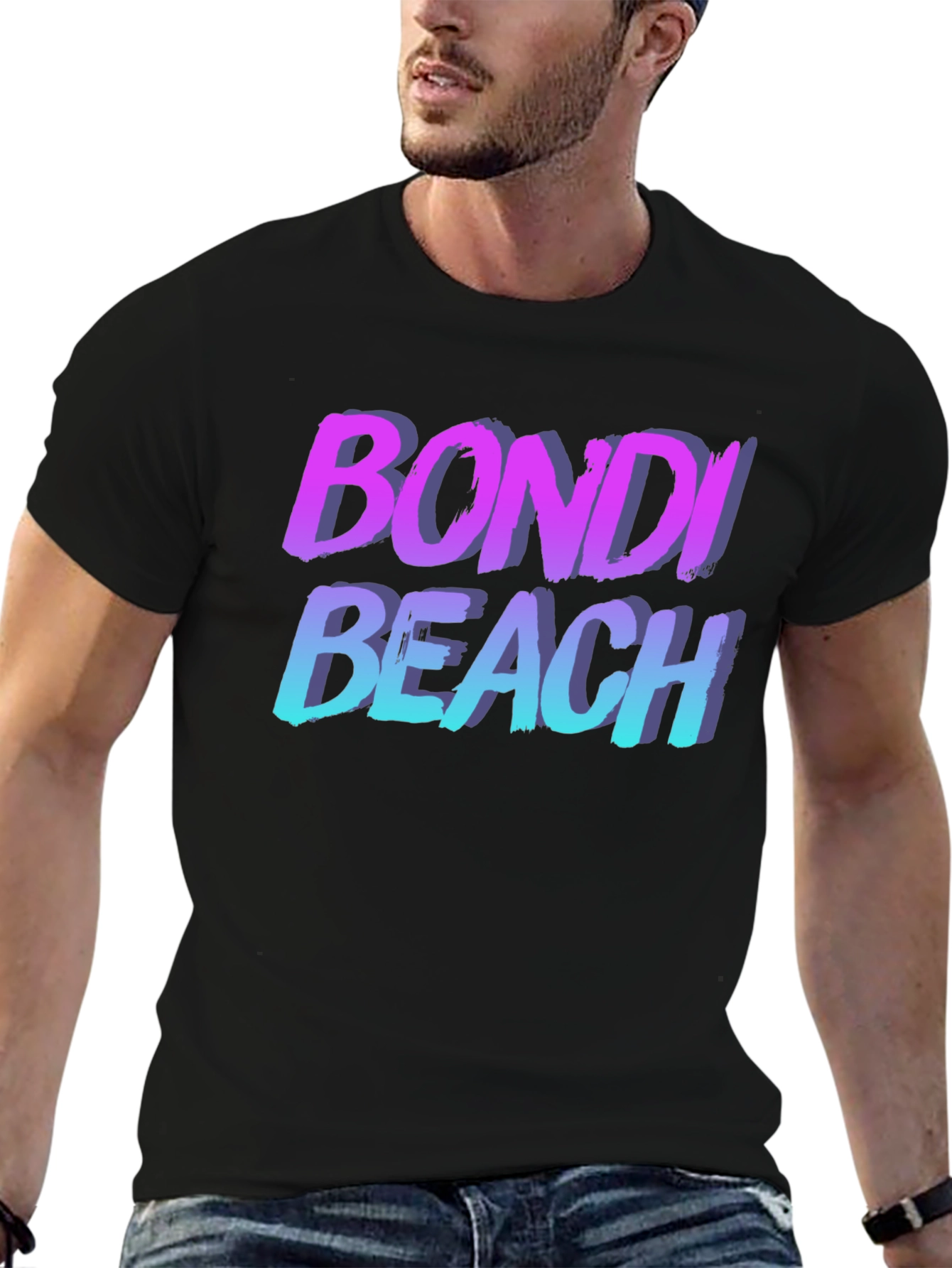 Bondi Beach Retro T-Shirt - Black