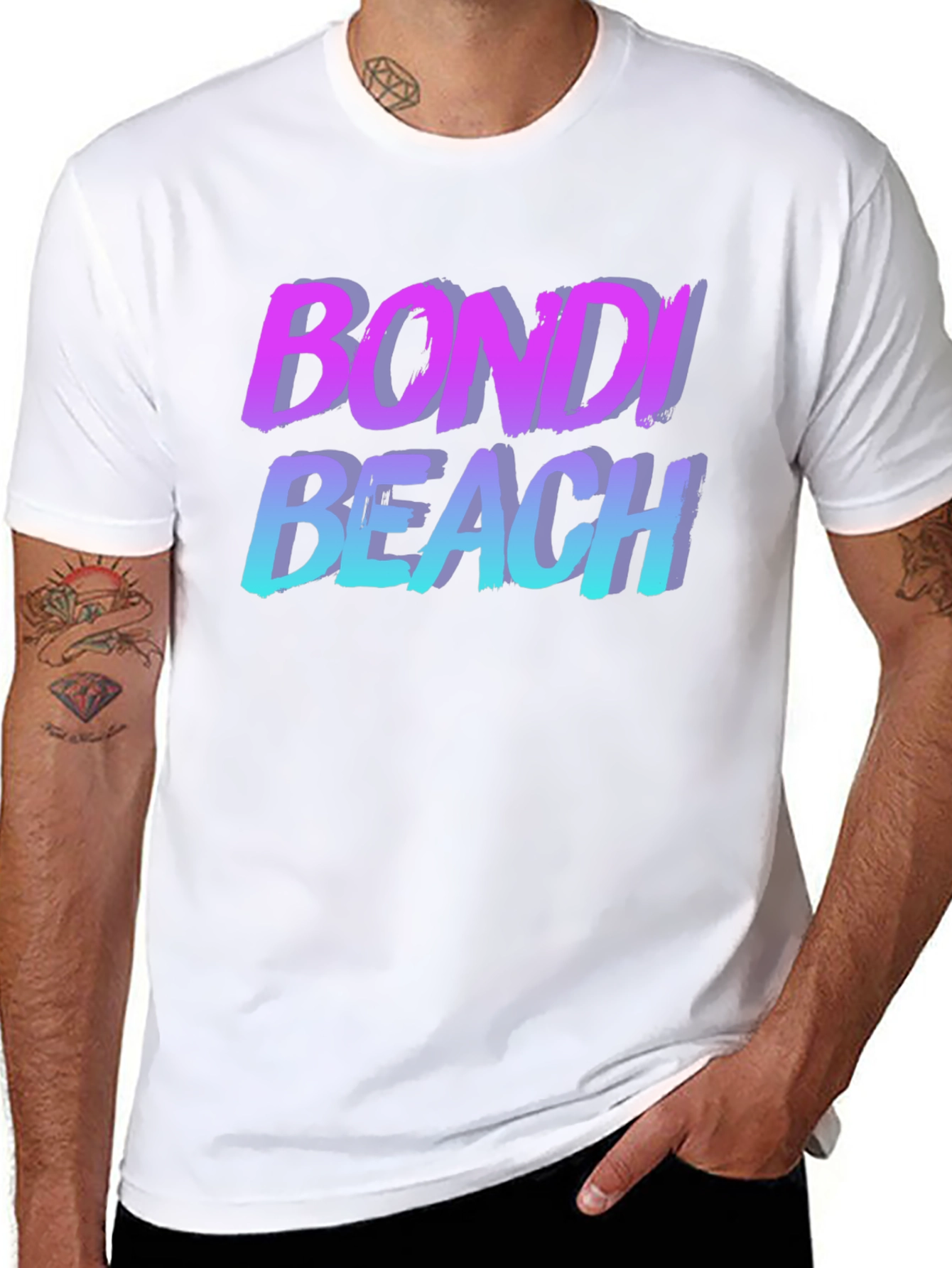 Bondi Beach Retro T-Shirt - Black