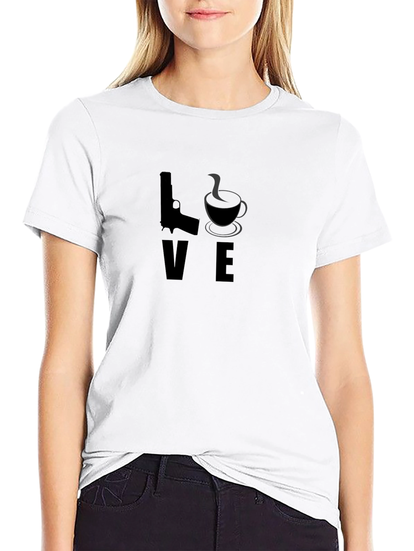 Gun and Wine T-Shirt - Black Cotton Graphic Tee