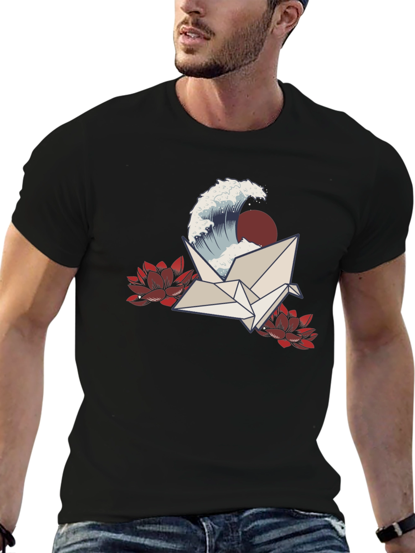 Crane Wave Graphic Tee - Black