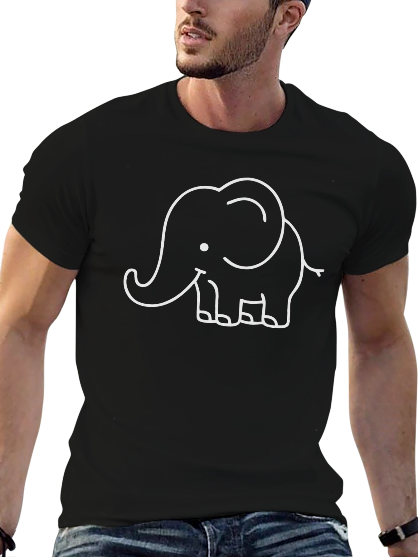 Cute Elephant Graphic T-Shirt - Black Cotton Tee