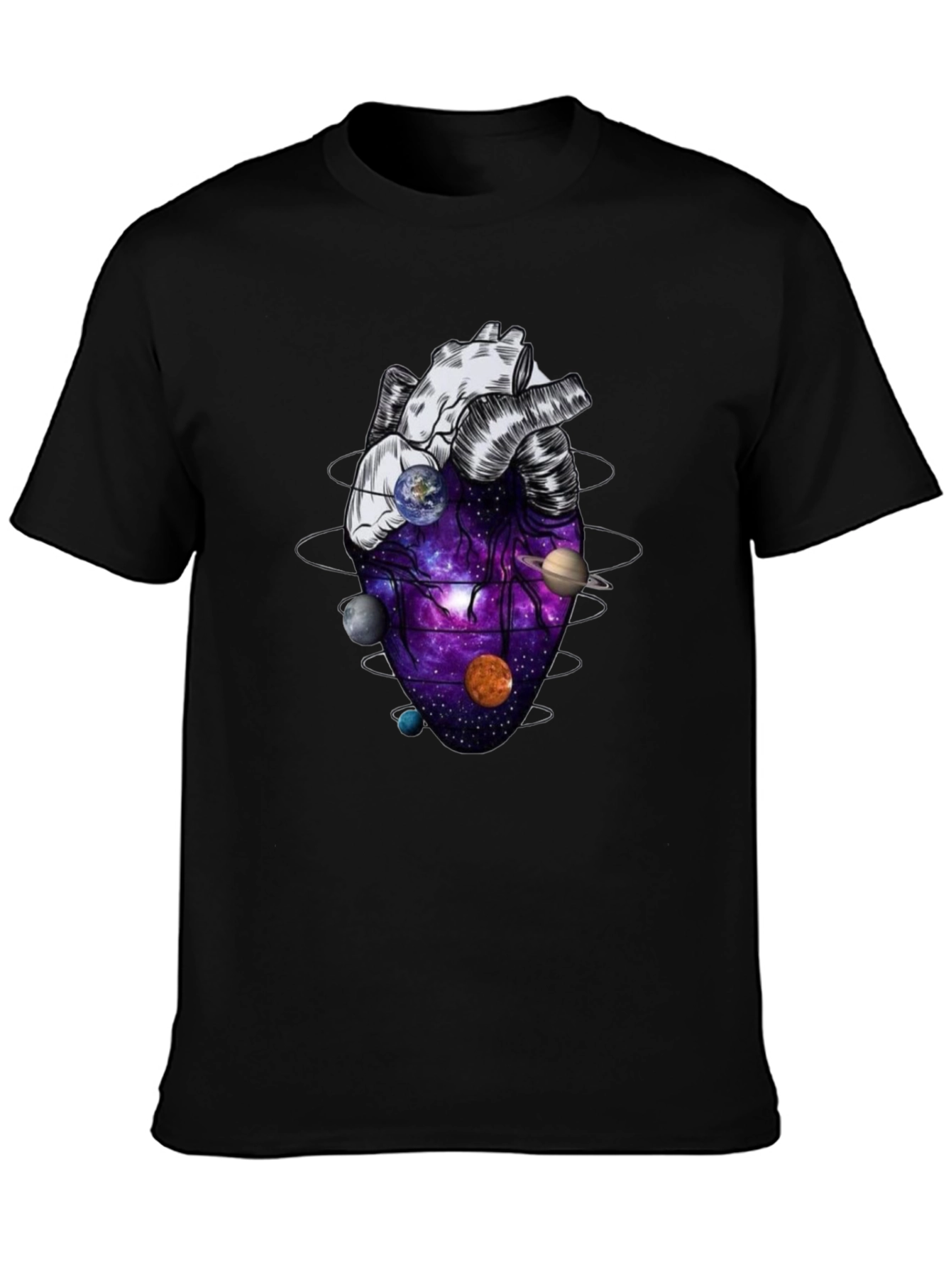 Galaxy Heart Graphic Tee - Black Unisex T-Shirt
