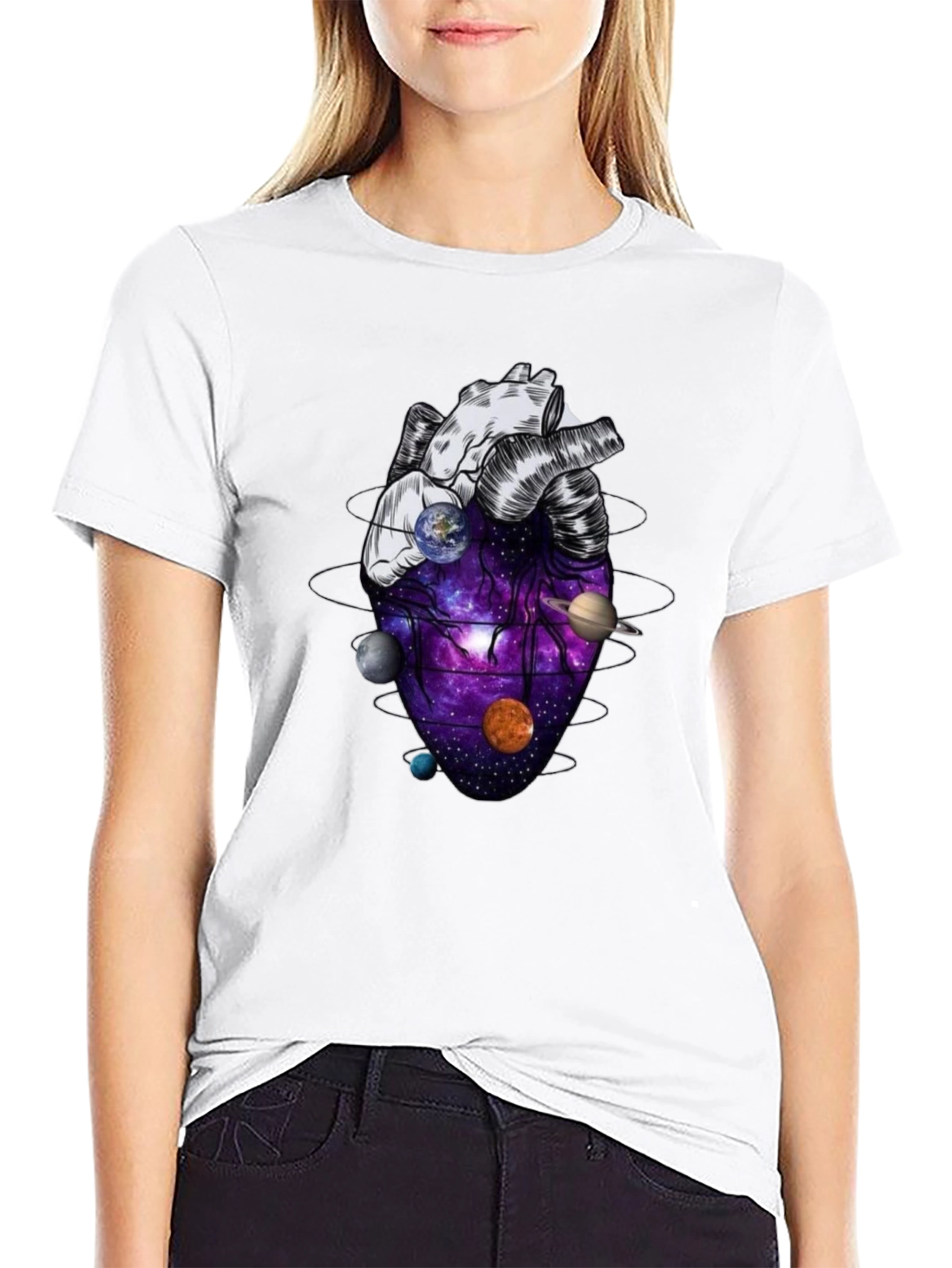 Galaxy Heart Graphic Tee - Black Unisex T-Shirt