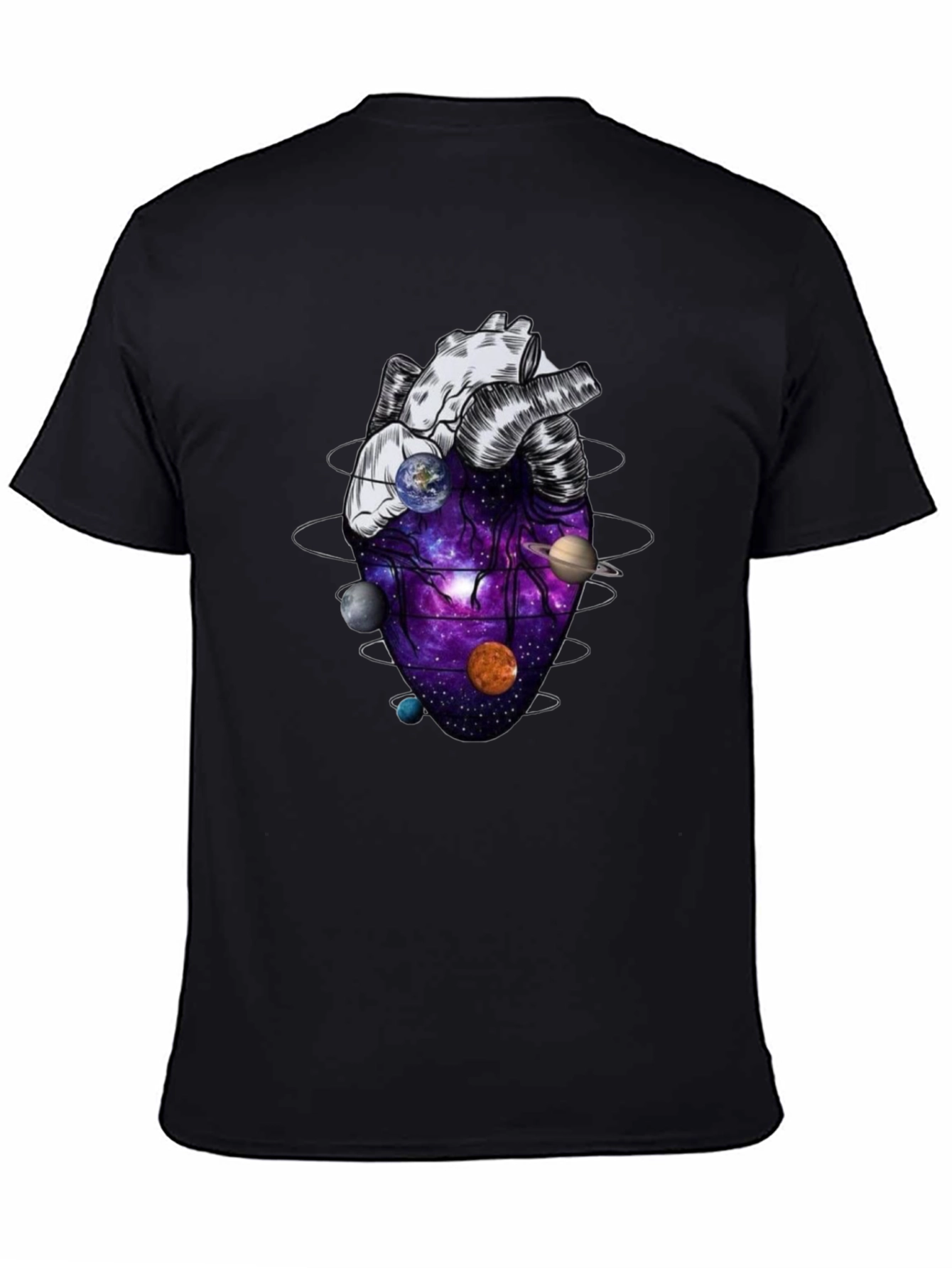 Galaxy Heart Graphic Tee - Black Unisex T-Shirt