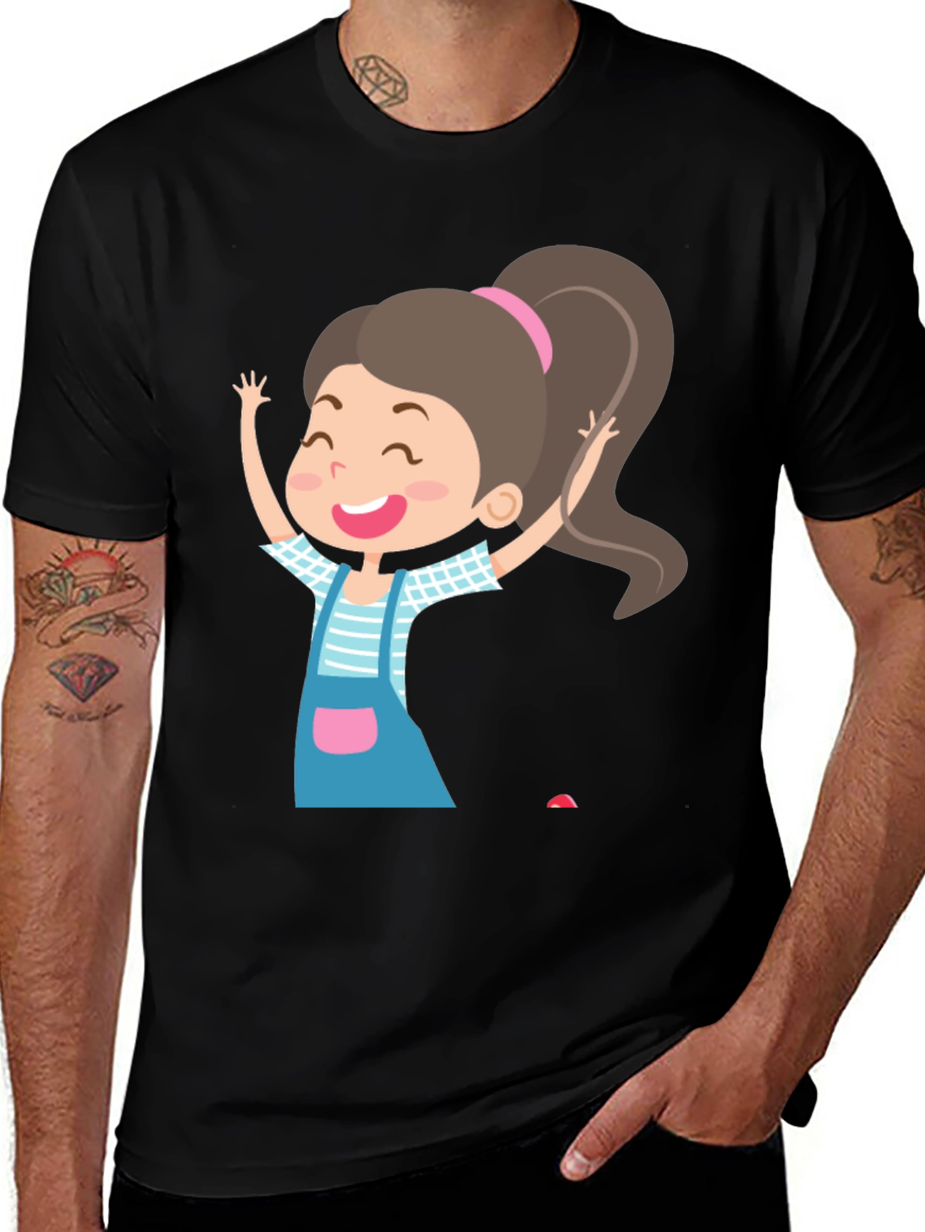 Fun Girl Graphic Black T-Shirt