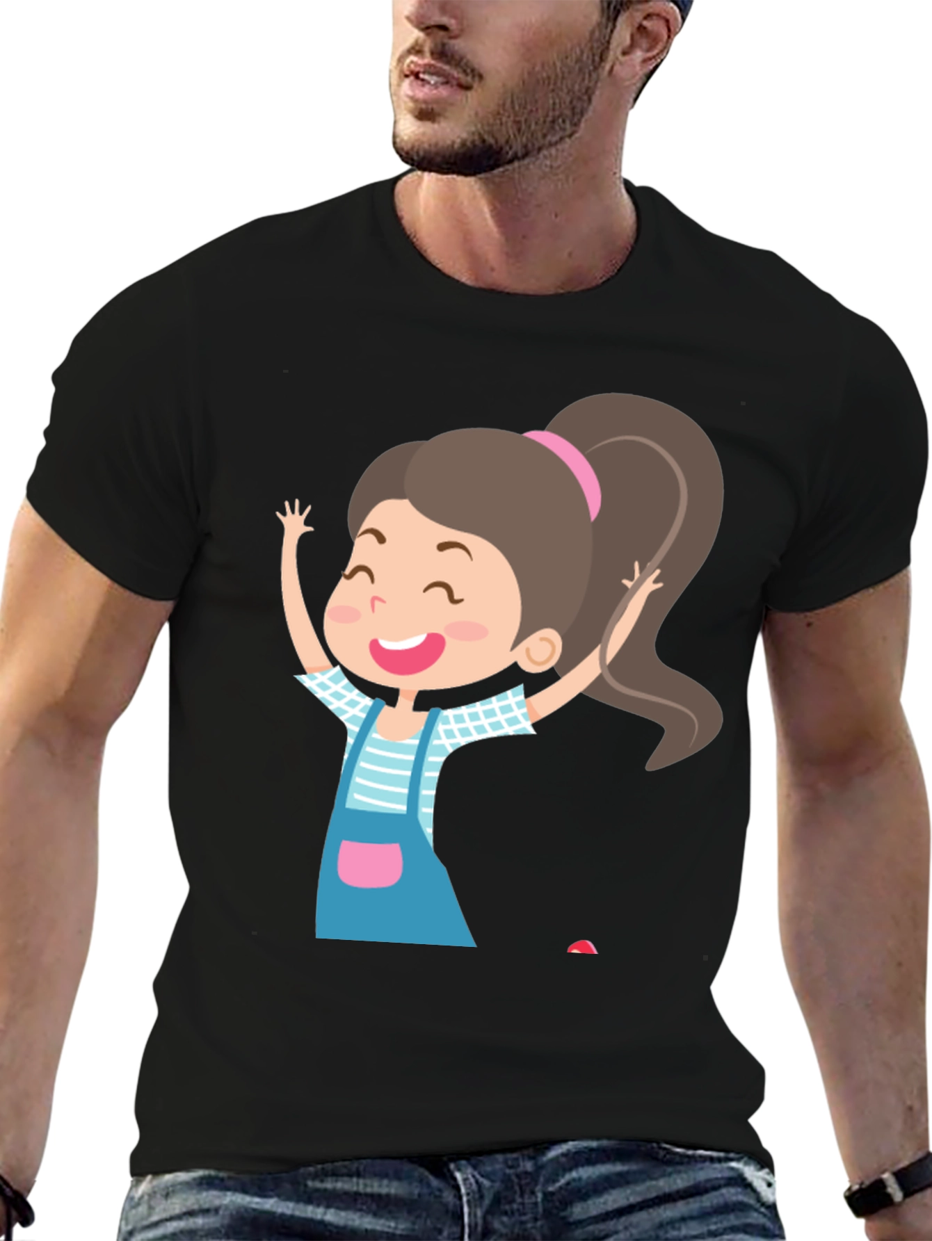 Fun Girl Graphic Black T-Shirt