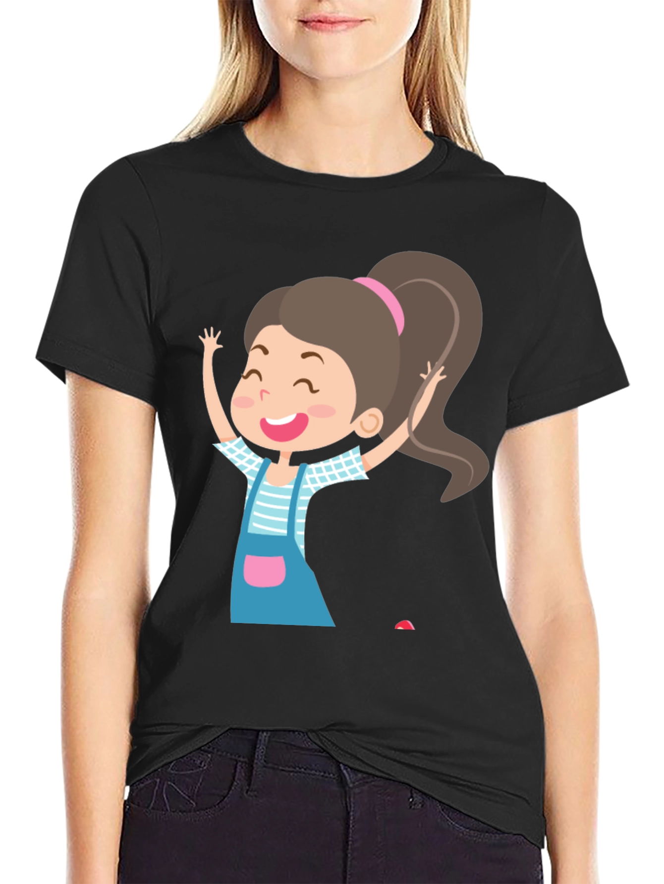Fun Girl Graphic Black T-Shirt