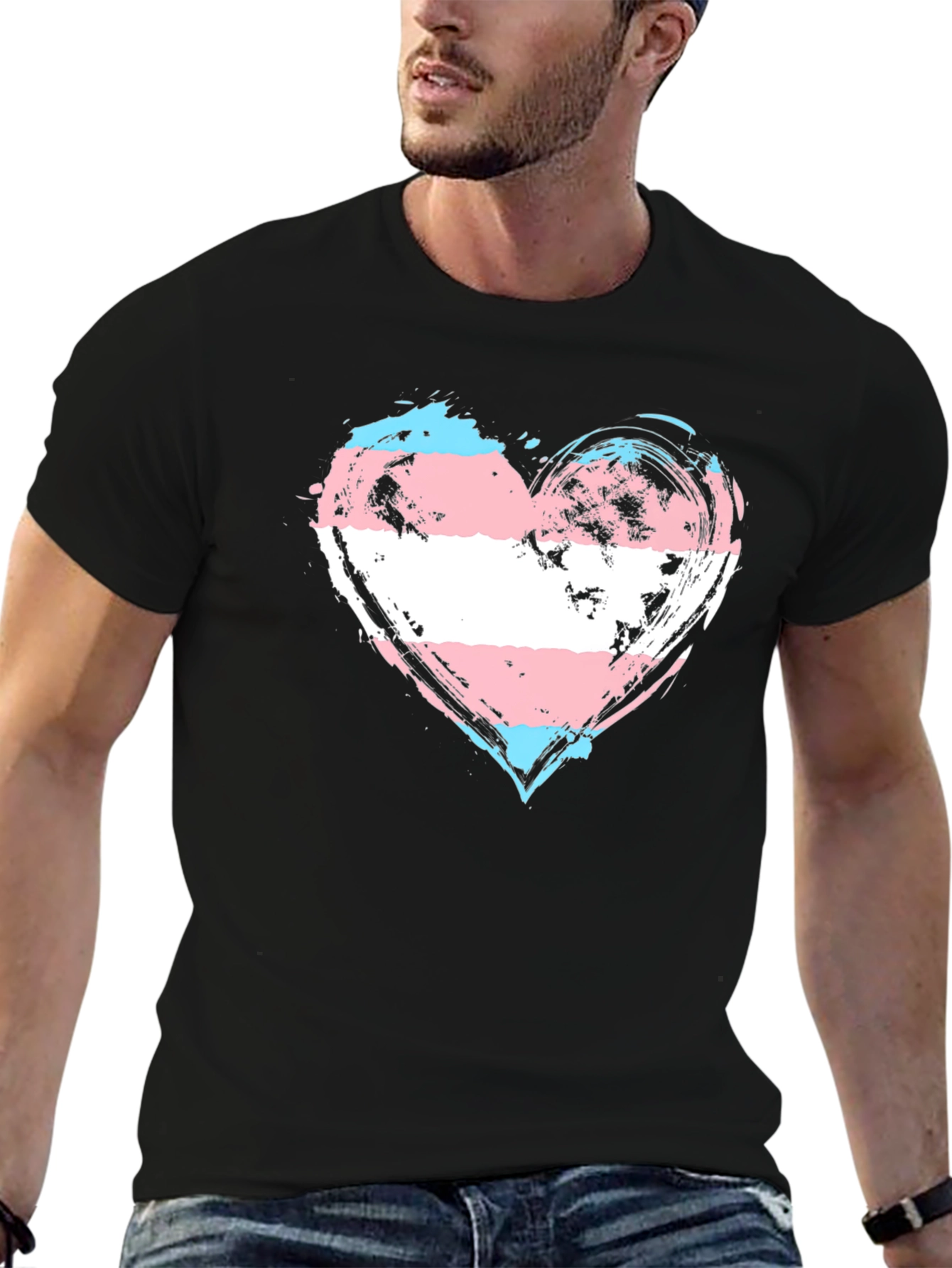 Transgender Pride Heart T-Shirt - Brushstroke LGBTQ+ Tee