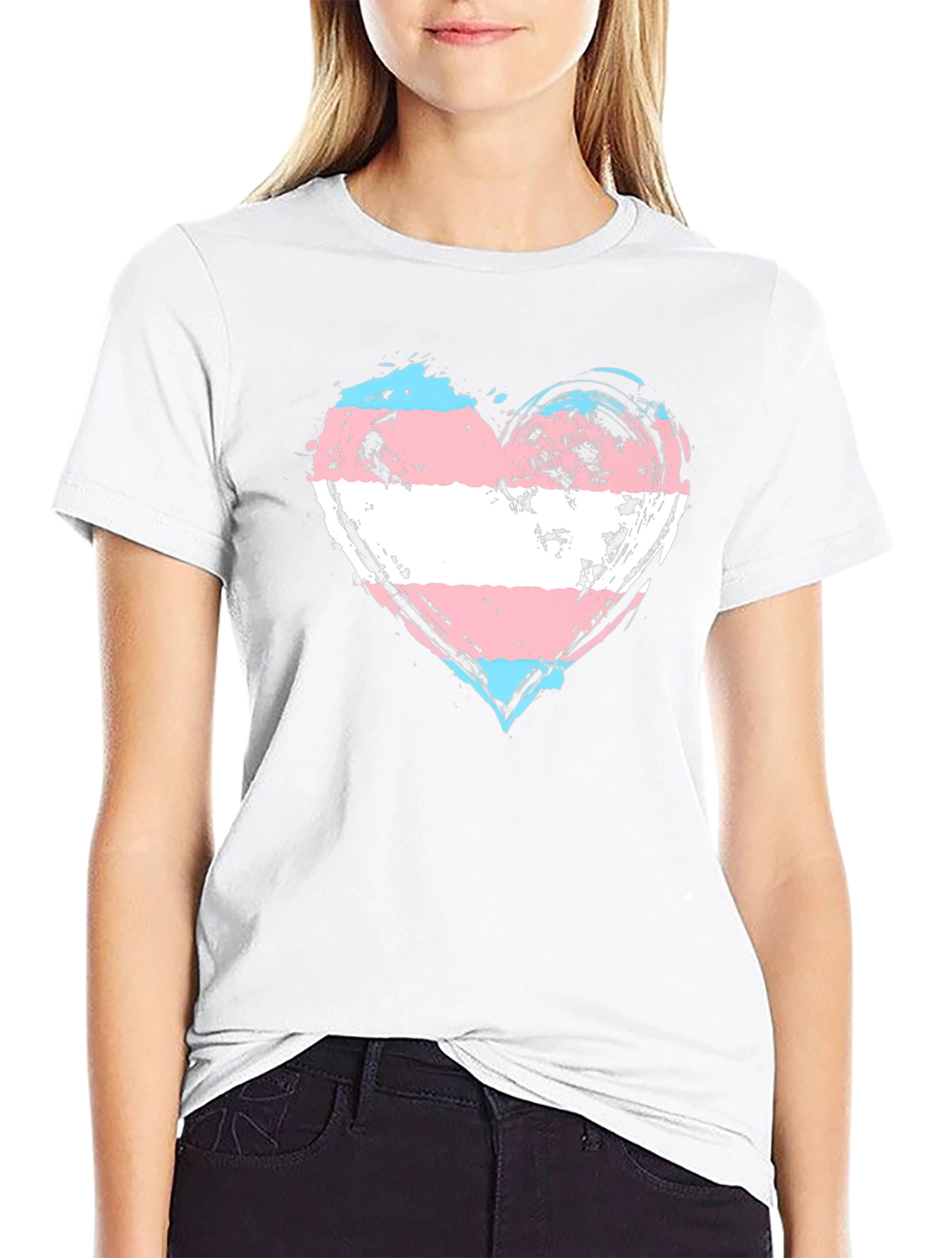 Transgender Pride Heart T-Shirt - Brushstroke LGBTQ+ Tee