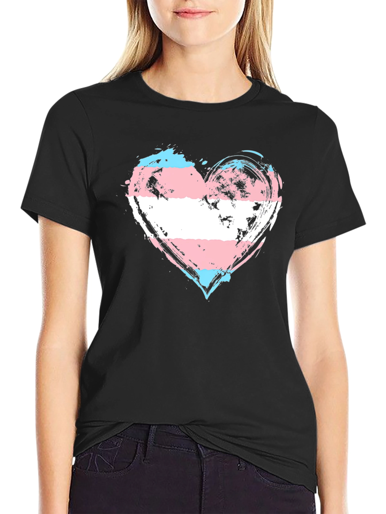 Transgender Pride Heart T-Shirt - Brushstroke LGBTQ+ Tee