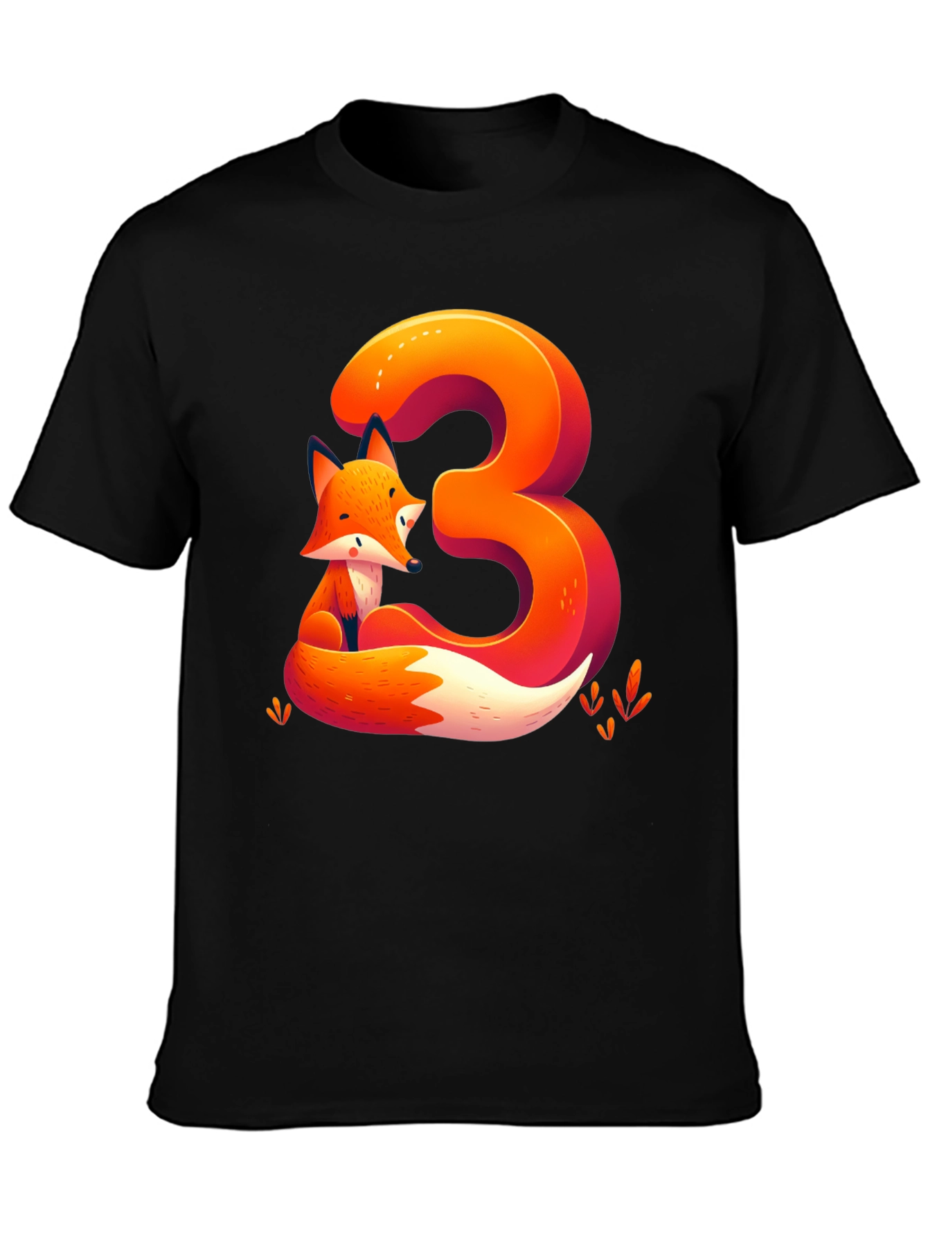 Fox Number 3 Graphic Tee - Cute Animal Shirt