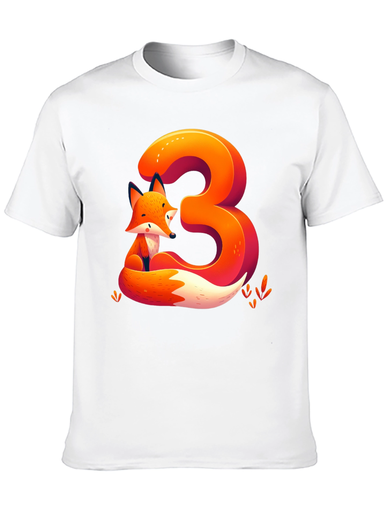 Fox Number 3 Graphic Tee - Cute Animal Shirt