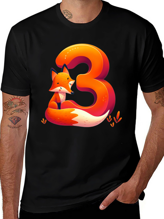 Fox Number 3 Graphic Tee - Cute Animal Shirt