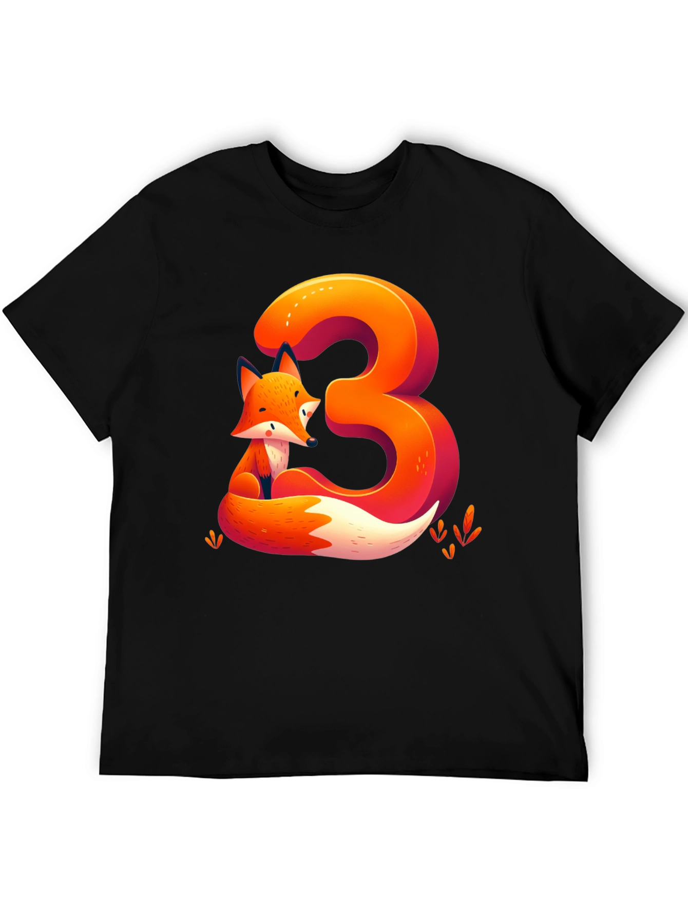 Fox Number 3 Graphic Tee - Cute Animal Shirt